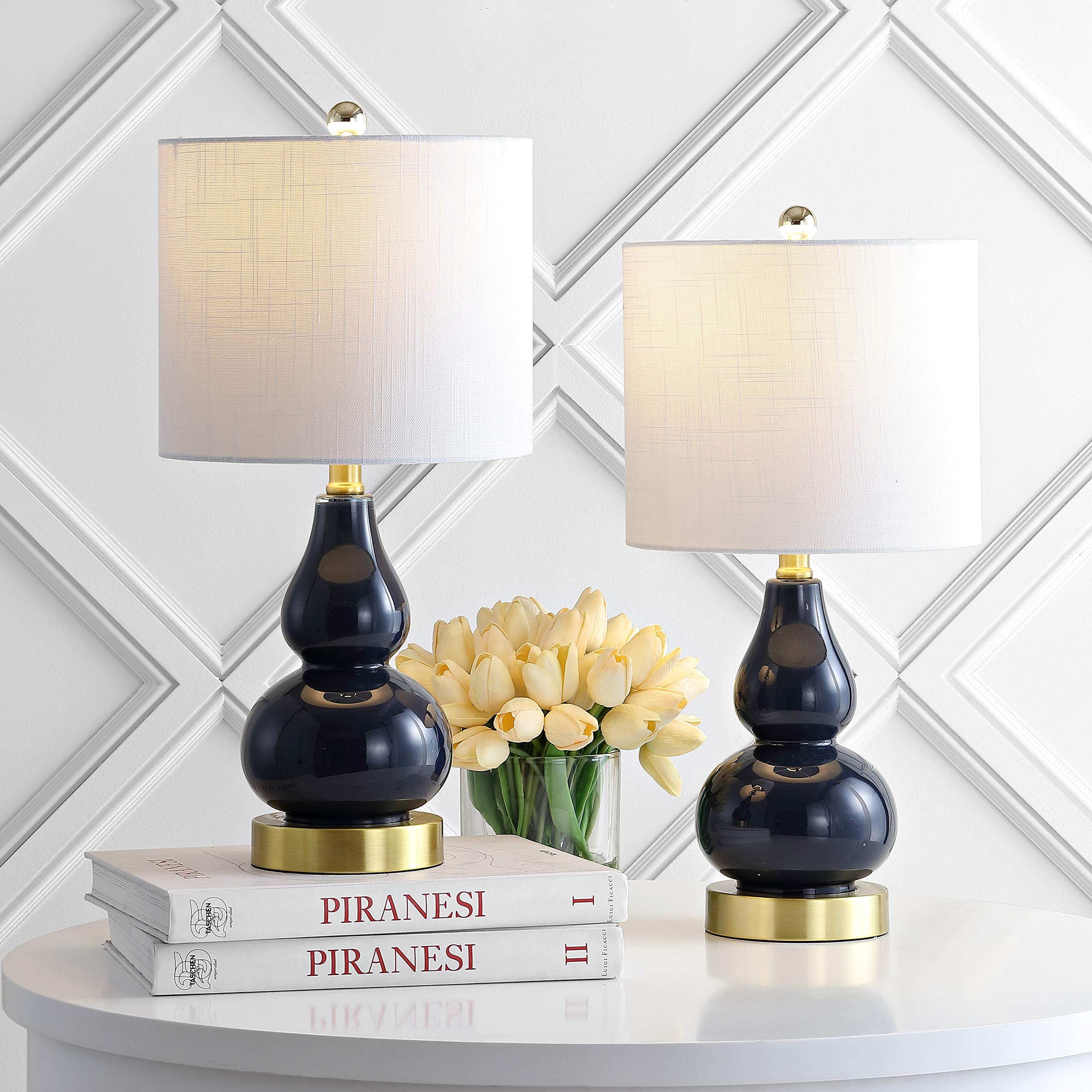 Jonathan Y Jyl1028F-Set2 Anya 20.5'' Mini Glass Lamp(Set Of 2) Transitional,Glam,Midcentury For Bedroom, Living Room, Office, Co