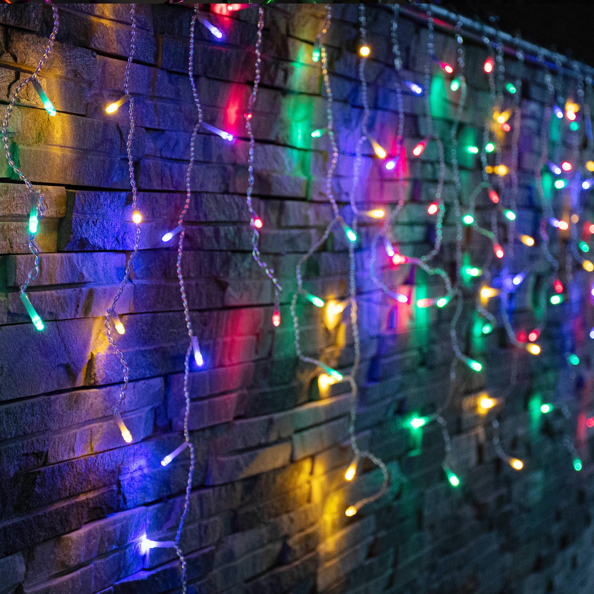 YOLIGHT Icicle String Lights 13ft 96 LED Multi-Color Twinkle Lights for Indoor/Outdoor Decoration, Model YL-96-CL