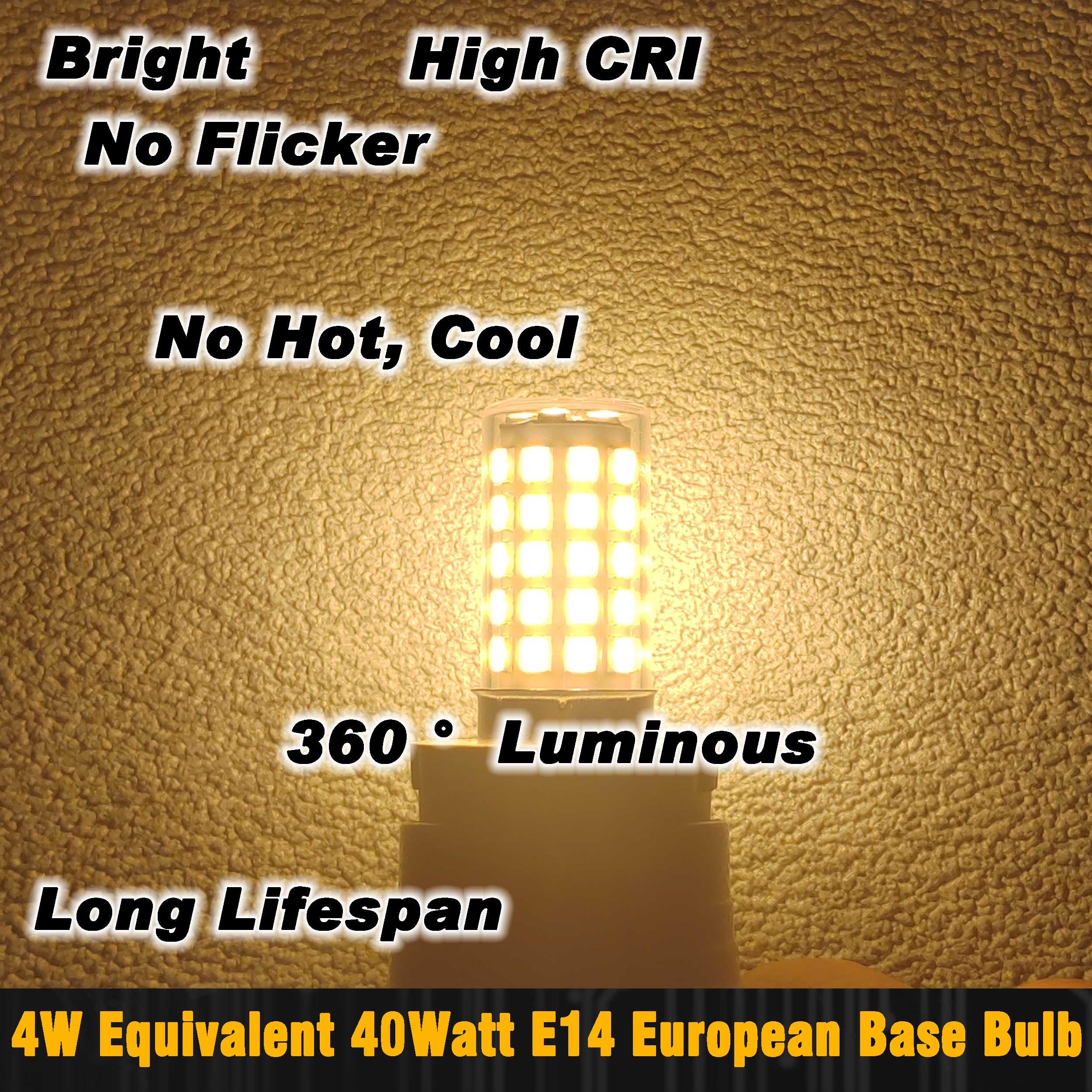 Hylroe E14 LED Bulb 4W Warm White 2700K Non-Dimmable, 450lm, European Base, 3 Pack