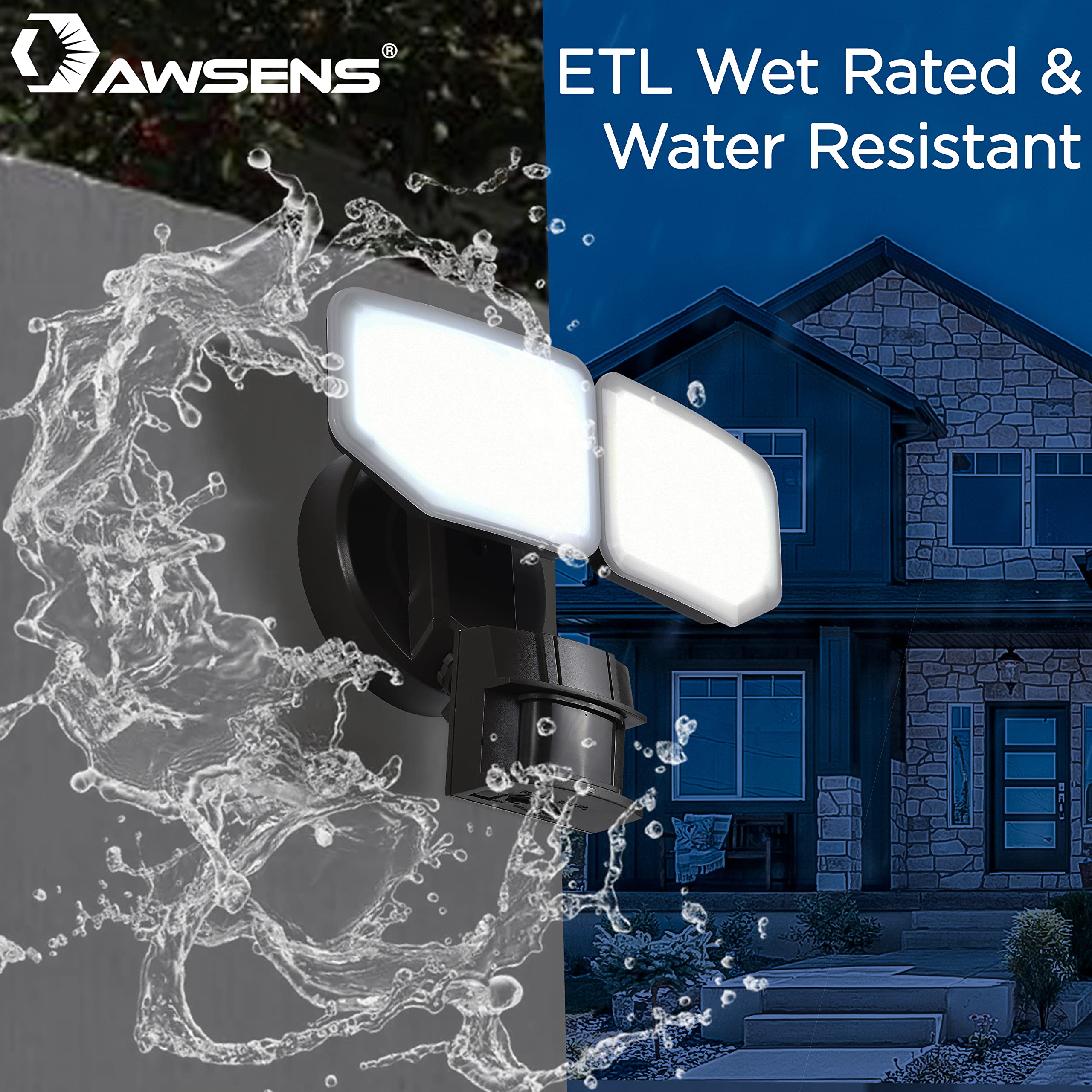 Awsens 30W Led Motion Sensor Light - 2600 Lm, 180° Outdoor Floodlight, Water Resistant, Bronze