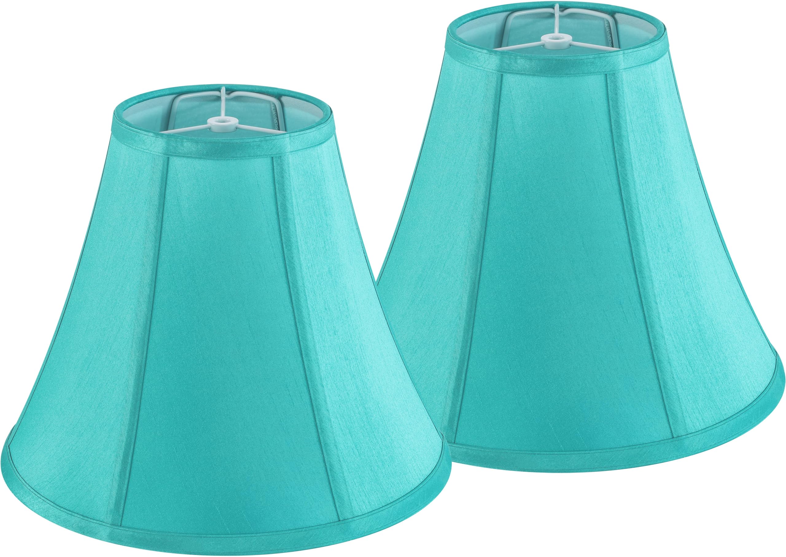 GO&SO Teal Bell Lamp Shades Set of 2 Medium Lamp Shade 6'' Top x 13'' Bottom x 10.6'' High(Spider) Modern Fabric Lamp Shade for 