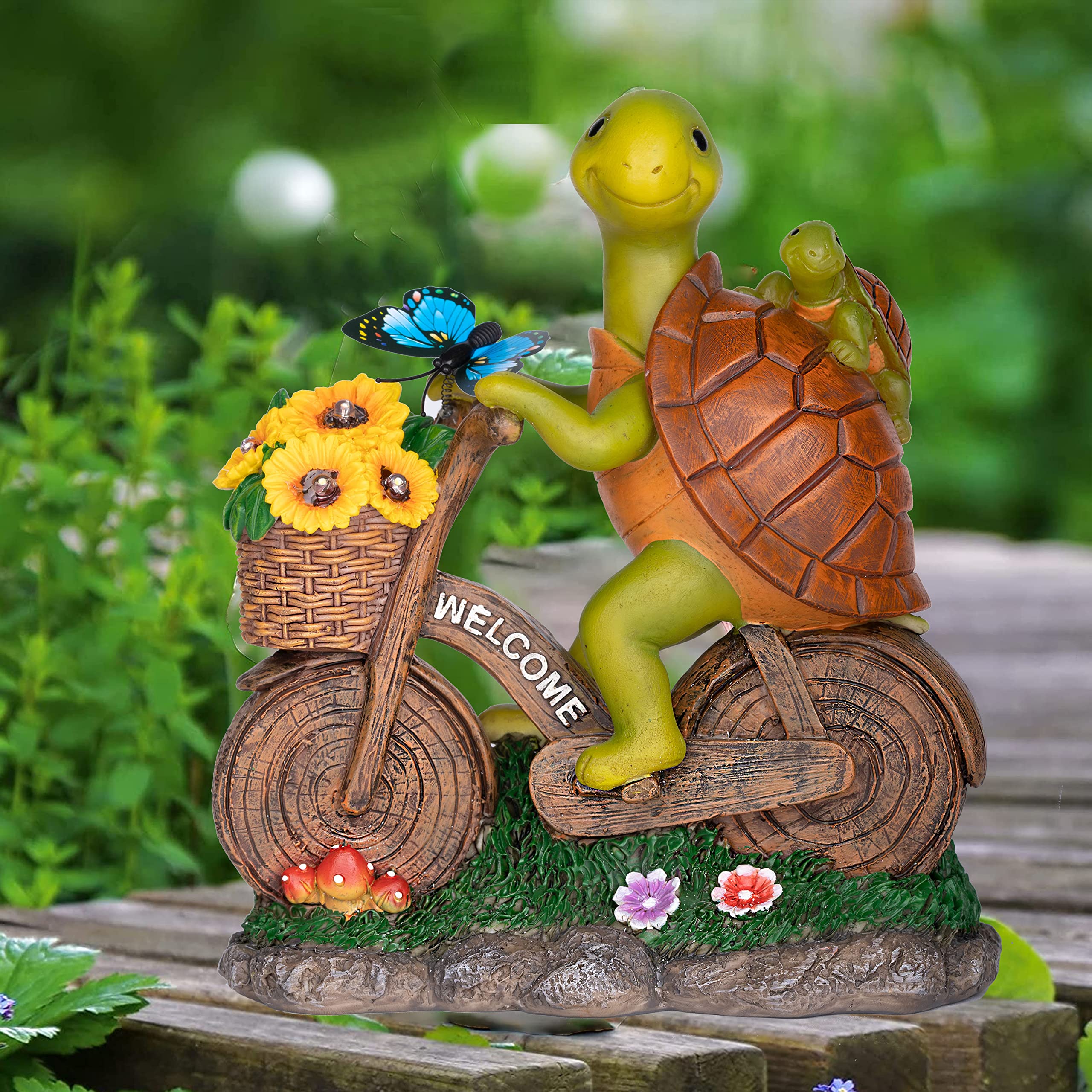 Foreby Garden Turtle Outdoor Statue -Solar Turtle Statue Outdoor With Lighted Sunflower,Turle Figurine For Garden Decor,Turtle Gifts For Women