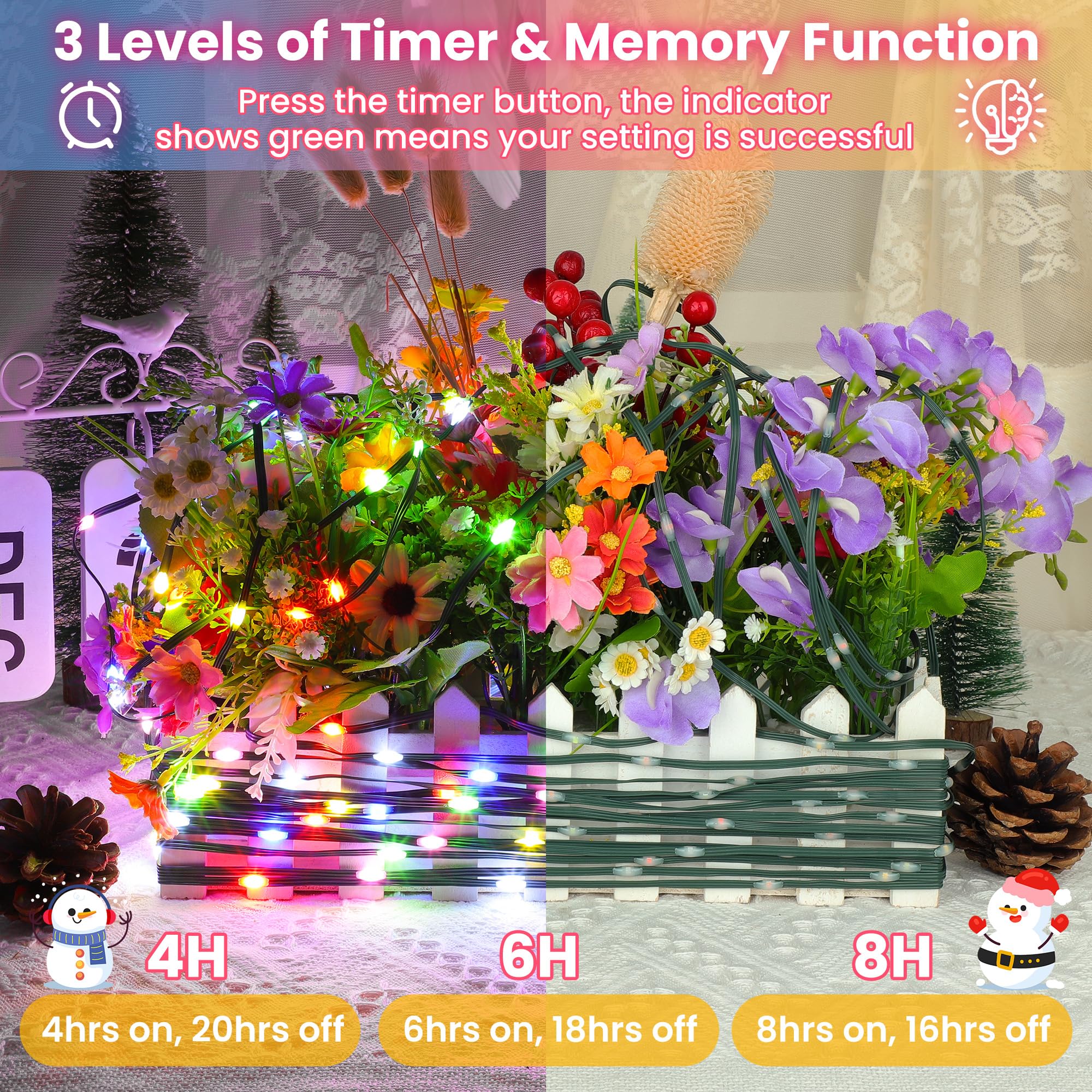 Larkvue 344Ft 1050 Leds String Lights With Remote  Dimmable 8 Modes Timer & Memory Function Fairy Rope Light For Christmas Tree Room Decor-Multicolor