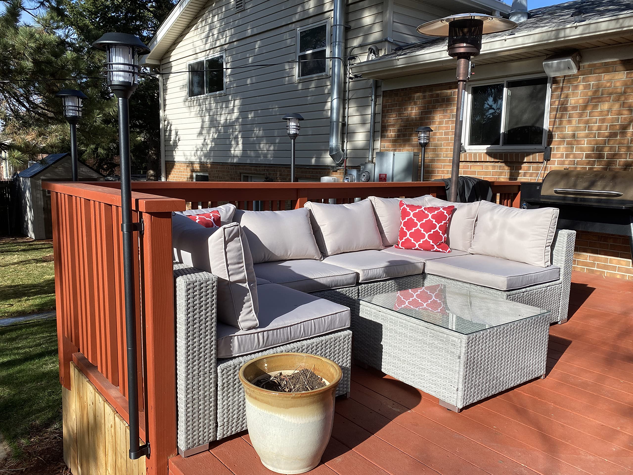 Usa Tiki Torch Deck Or Fence Mount Fits Zoohar Solar Lights Flickering Flame Outdoor Torches And Other 1-1/4” Outside Diameter Poles (4, 2), Black, 1-1/4Inch Od