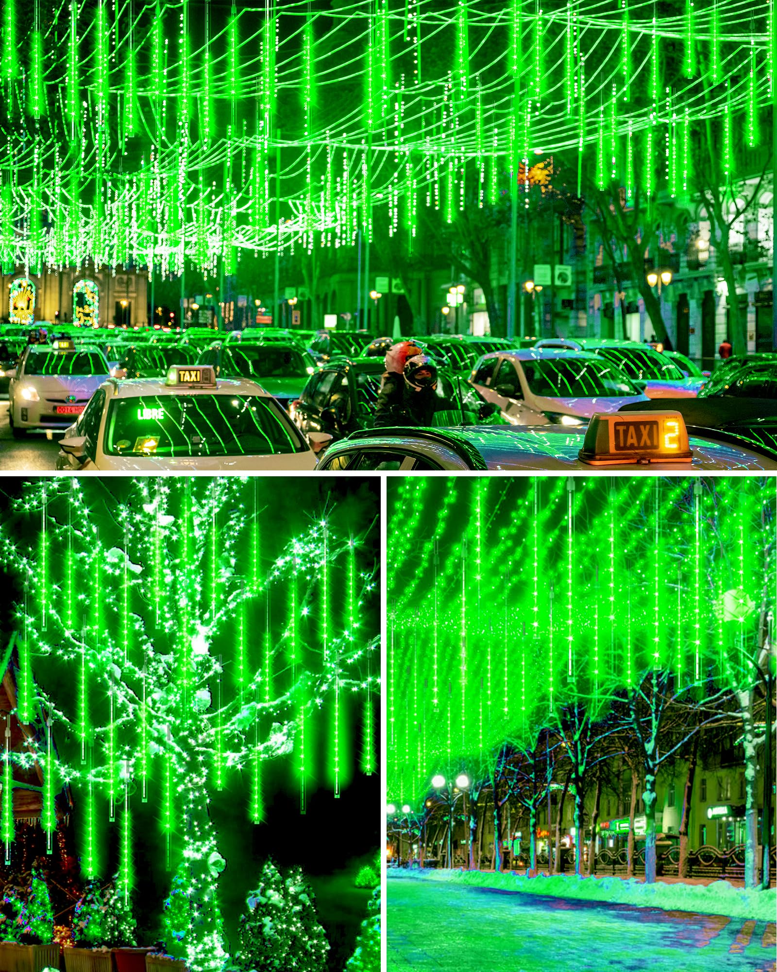 Blingstar Meteor Shower Lights Outdoor 10Tubes 16 Inch 360 LED Christmas Lights Waterproof Falling Rain Lights Plug in Dripping