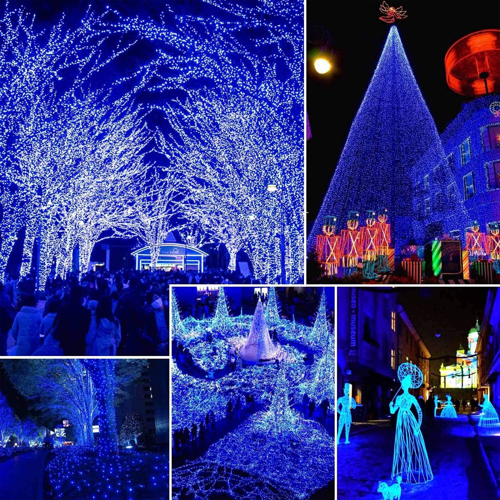 Blue 2-Pack Each 85Ft Solar String Lights Outdoor, Upgraded Ultra-Bright 480 Led Solar Lights Outdoor Decorative, Waterproof Gre