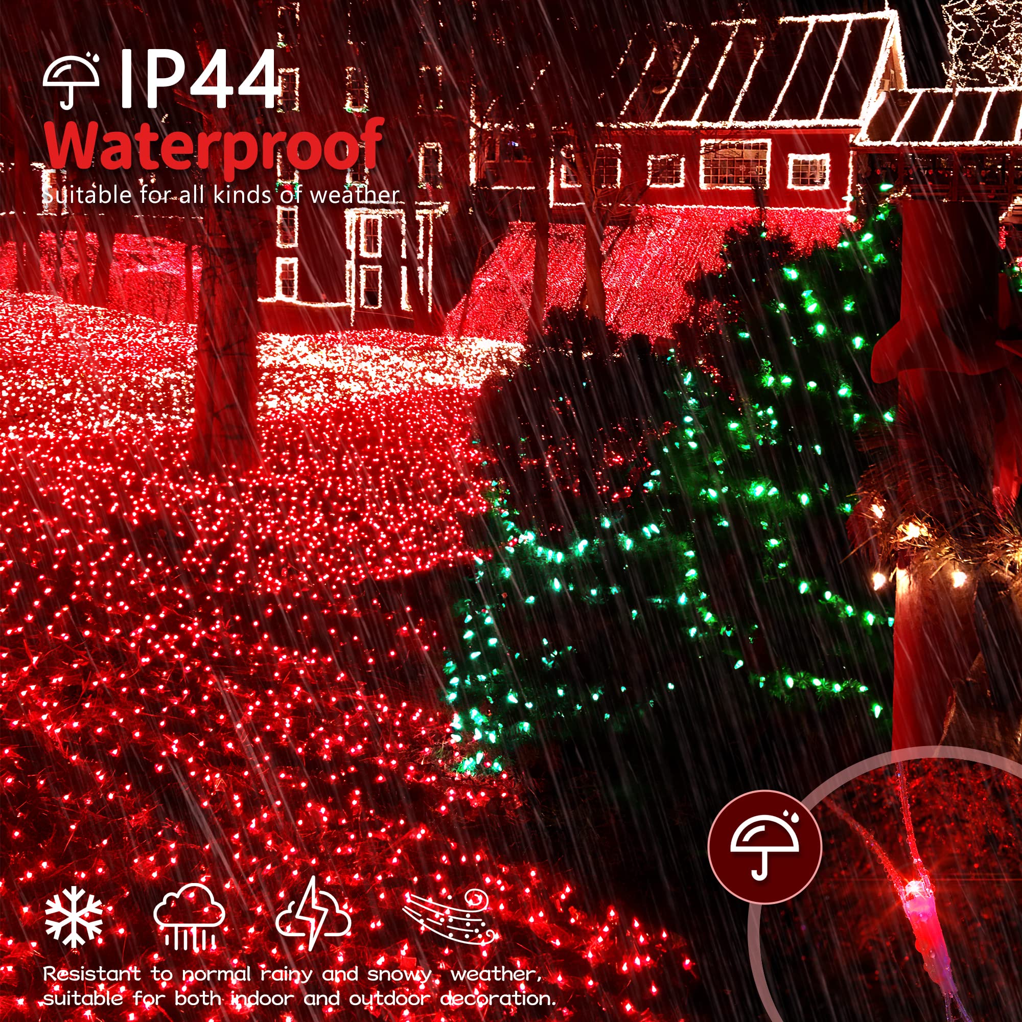 Heyfuni Net Mesh String Lights, 360Led Red Light Bulbs, 8 Lighting Modes, For Indoor Outdoor, Curtain, Christmas Tree, Bush, Party, Wedding, Fairy, Wall Decor (13 Ft X 5 Ft,Red)