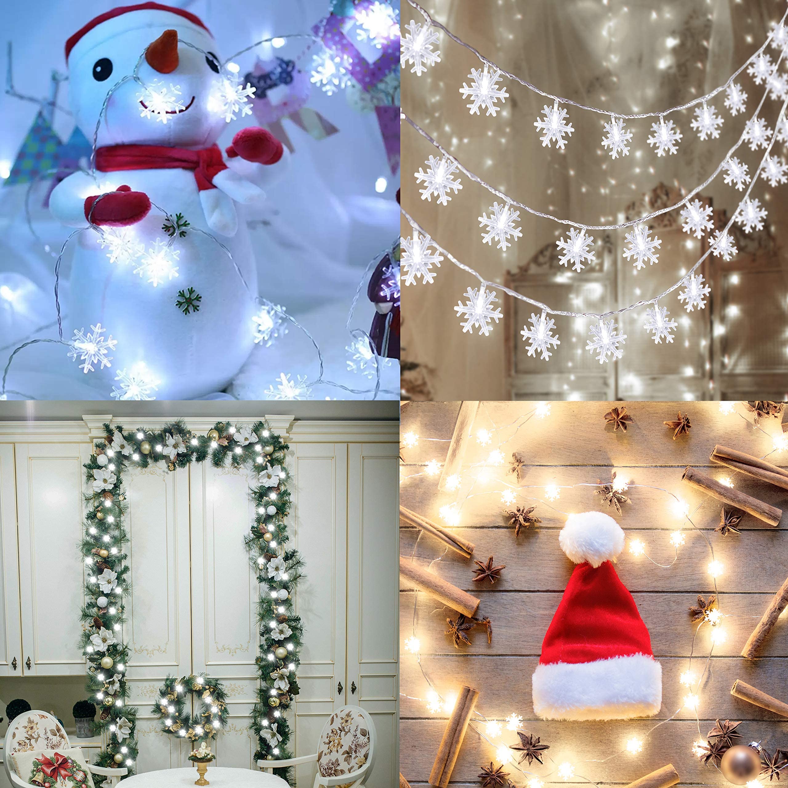 2 Packs 100 Led Christmas Snowflake String Lights Hanging Decorations - Winter Wonderland Lighted Decor For Holiday Xmas Indoor Outdoor Party Supplies (42.6Ft,Batteries Not Included)
