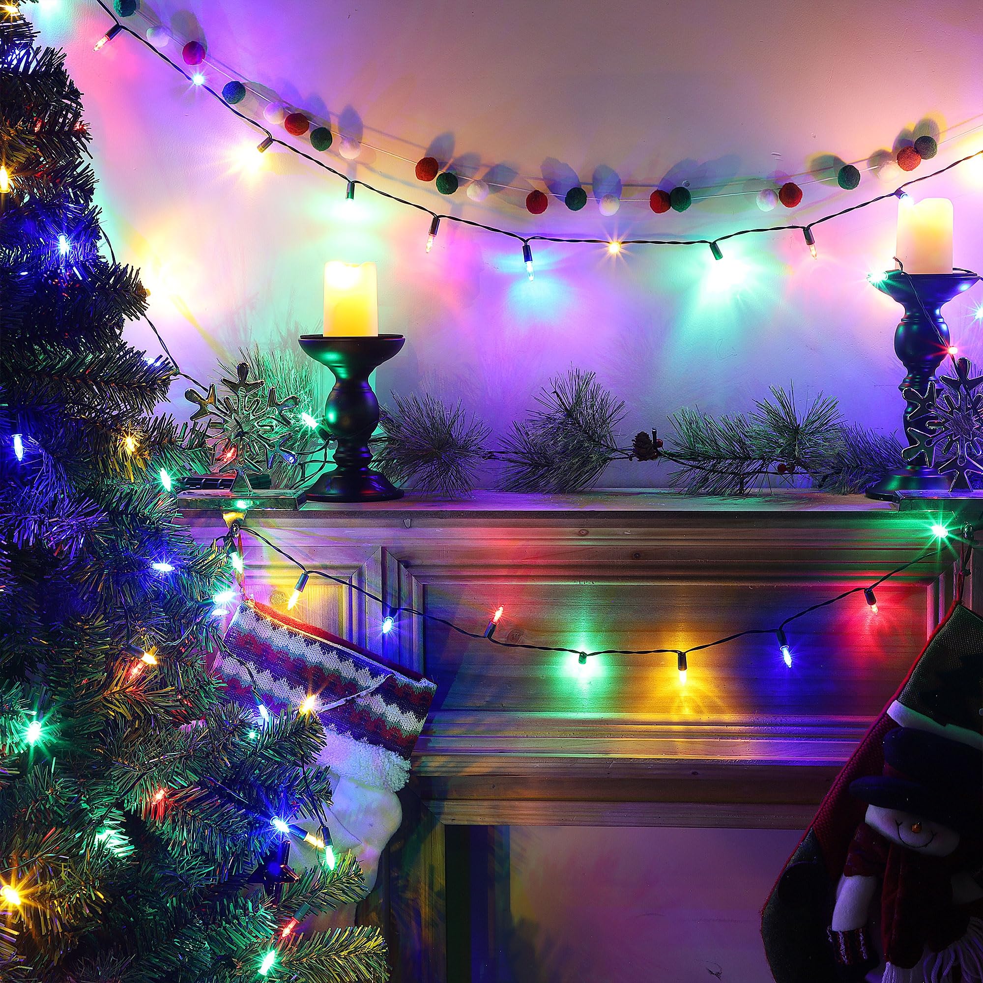 Joliyoou 4 Packs Total 200 Leds 64Ft Multicolored Christmas String Lights, Battery Operated Christmas Mini String Lights With 8 Lighting Modes, Indoor Outdoor Led Xmas Fairy String Lights With Timer
