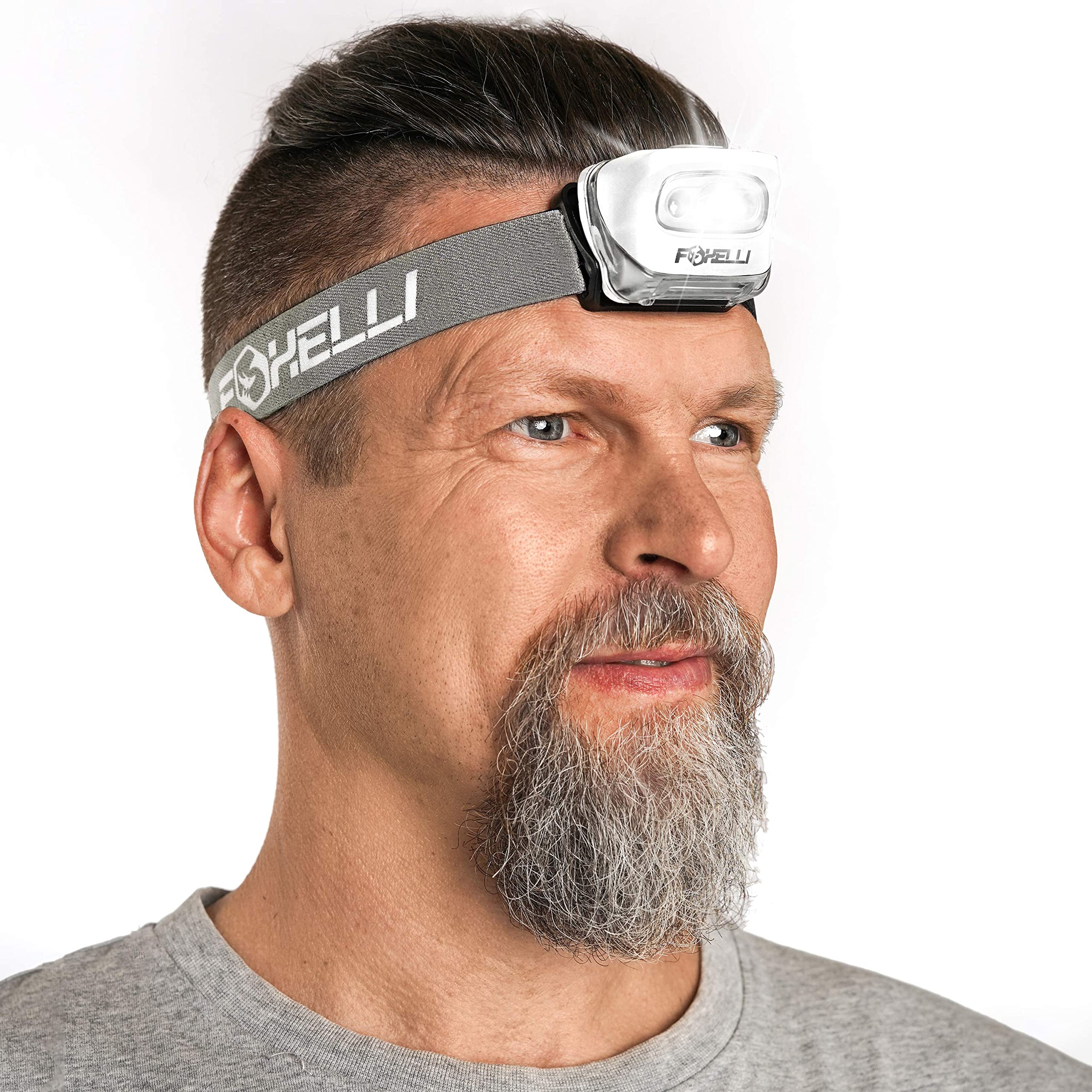 Foxelli Led Headlamp Flashlight For Adults & Kids, Running, Camping, Hiking Head Lamp With White & Red Light, Comfortable Headba