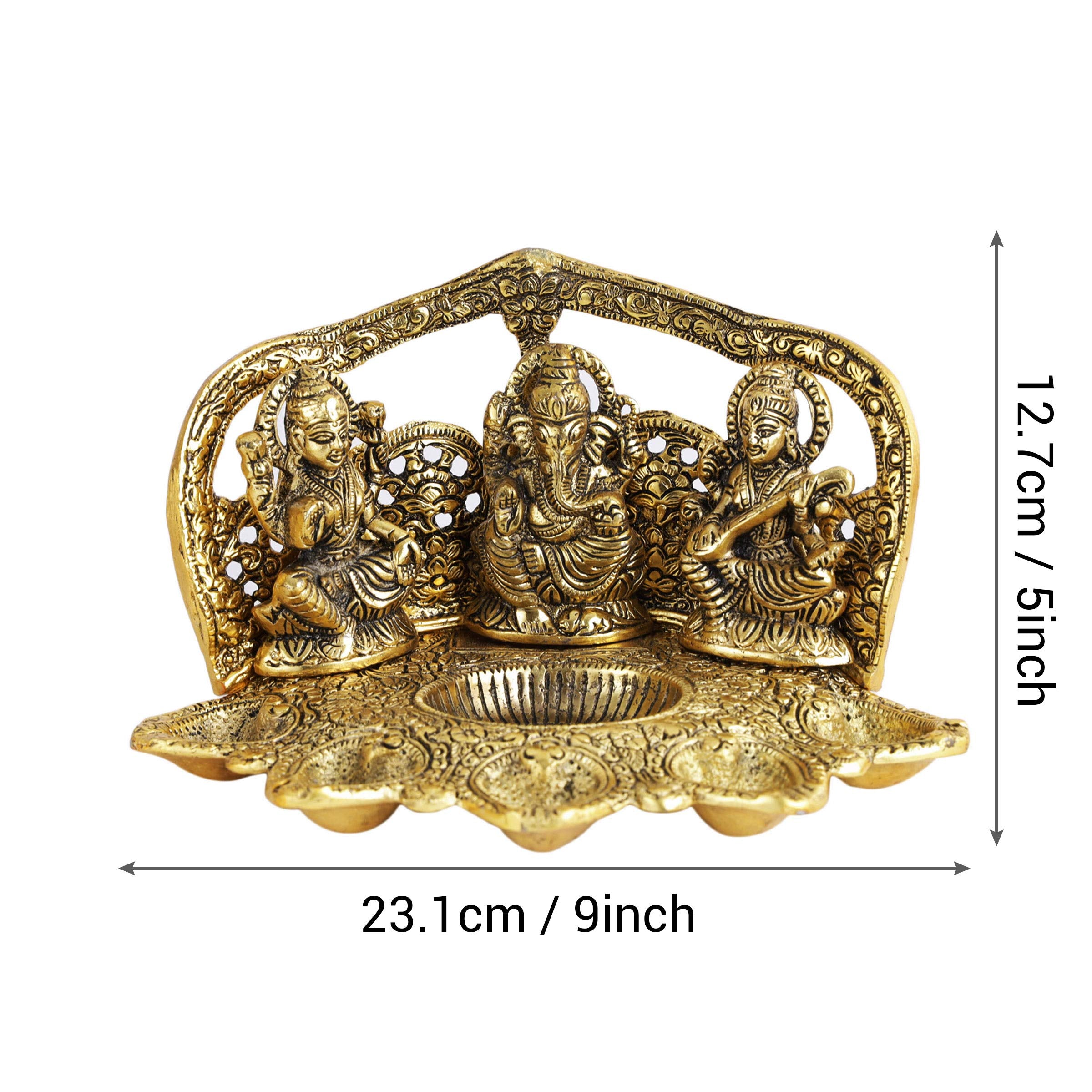TIED RIBBONS Lakshmi Ganesh Saraswati Idol Diya Oil Lamp Decorative Showpiece - Decoration Items for Home Dcor Puja Room Temple