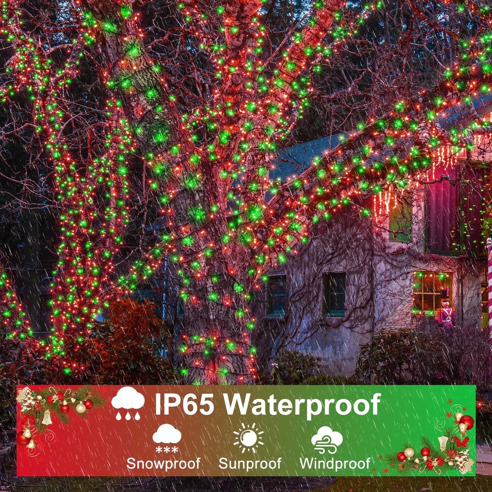 800 Led Christmas Lights Outdoor, 262Ft Christmas Tree Lights With 8 Modes Waterproof, Plug In Twinkle Tree Lights Green Wire Fo