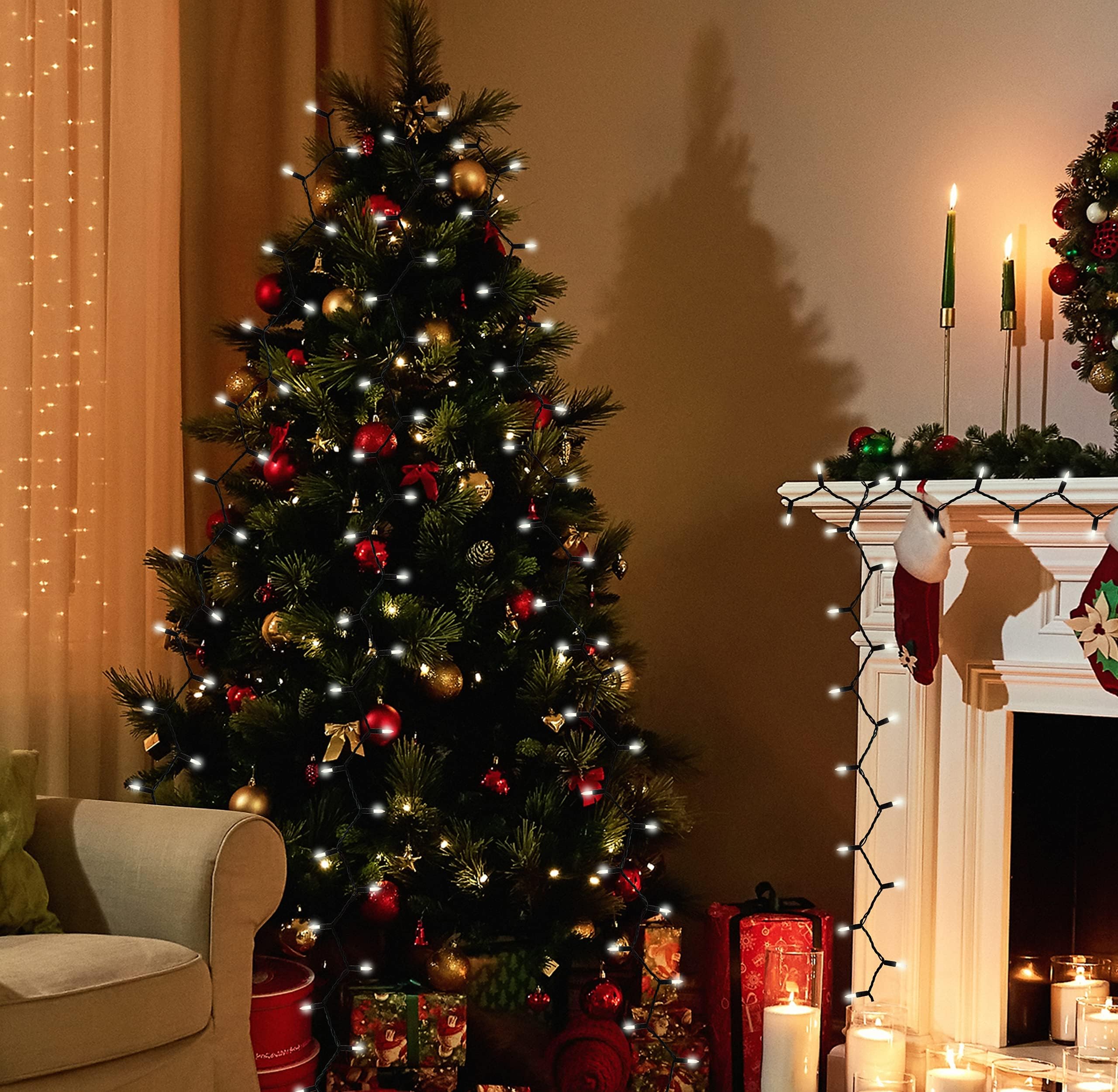 Holiday Essence Frosted White Christmas String Lights Set, 100 Incandescent Lights, 20.6 Ft Black Wire, Indoor Outdoor
