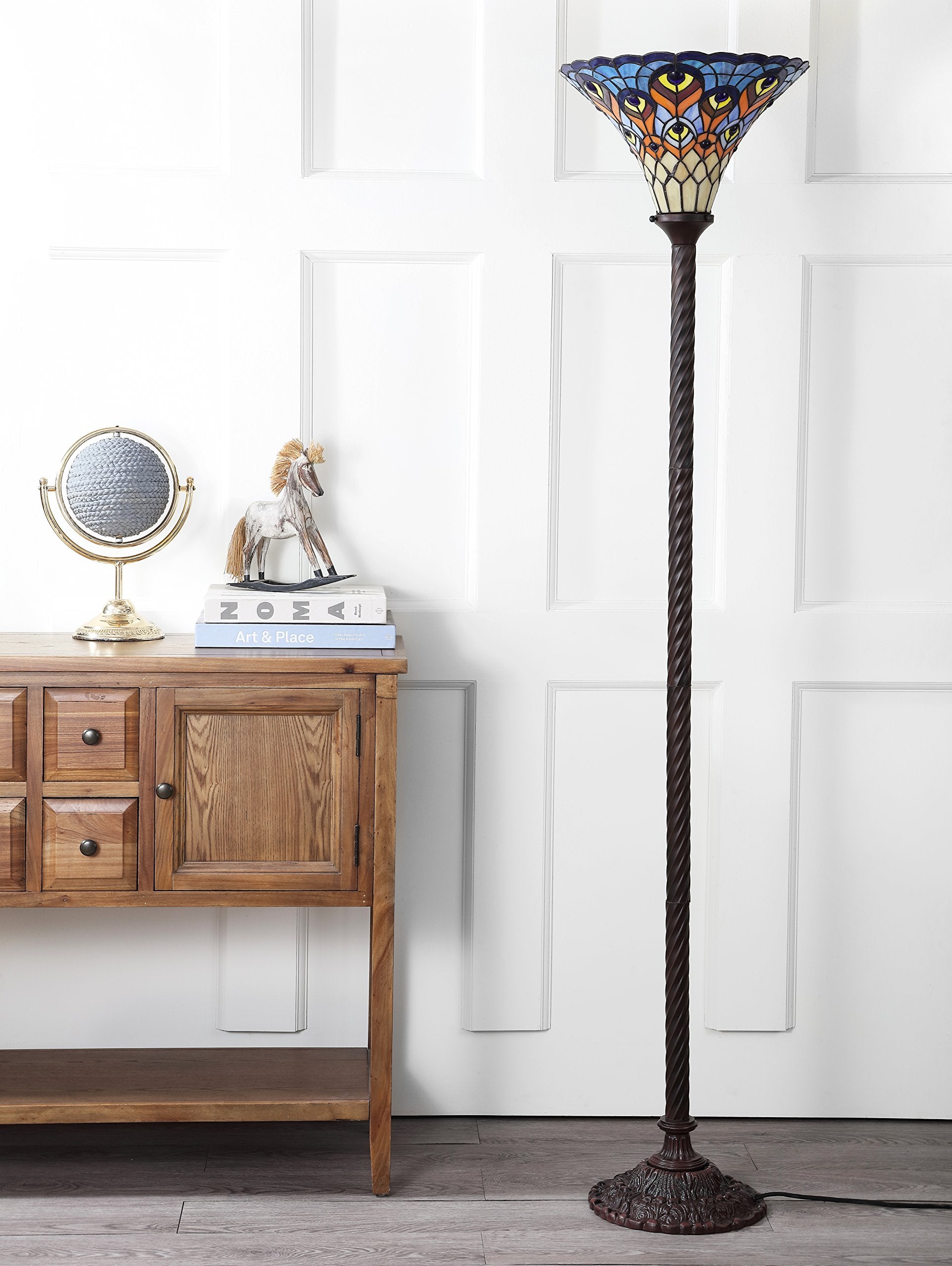 JONATHAN Y Torchiere LED Floor Lamp, Tiffany Style, 70in, Bronze, Model JYL8006A