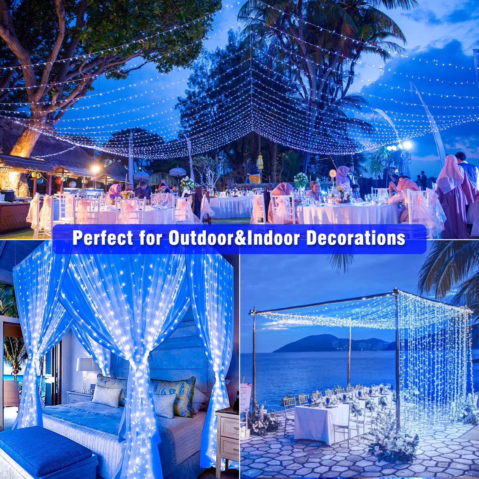 500 Led Christmas Lights Outdoor - 165Ft Super Long Christmas String Lights 8 Modes Waterproof Plug In Fairy Lights With Timer M