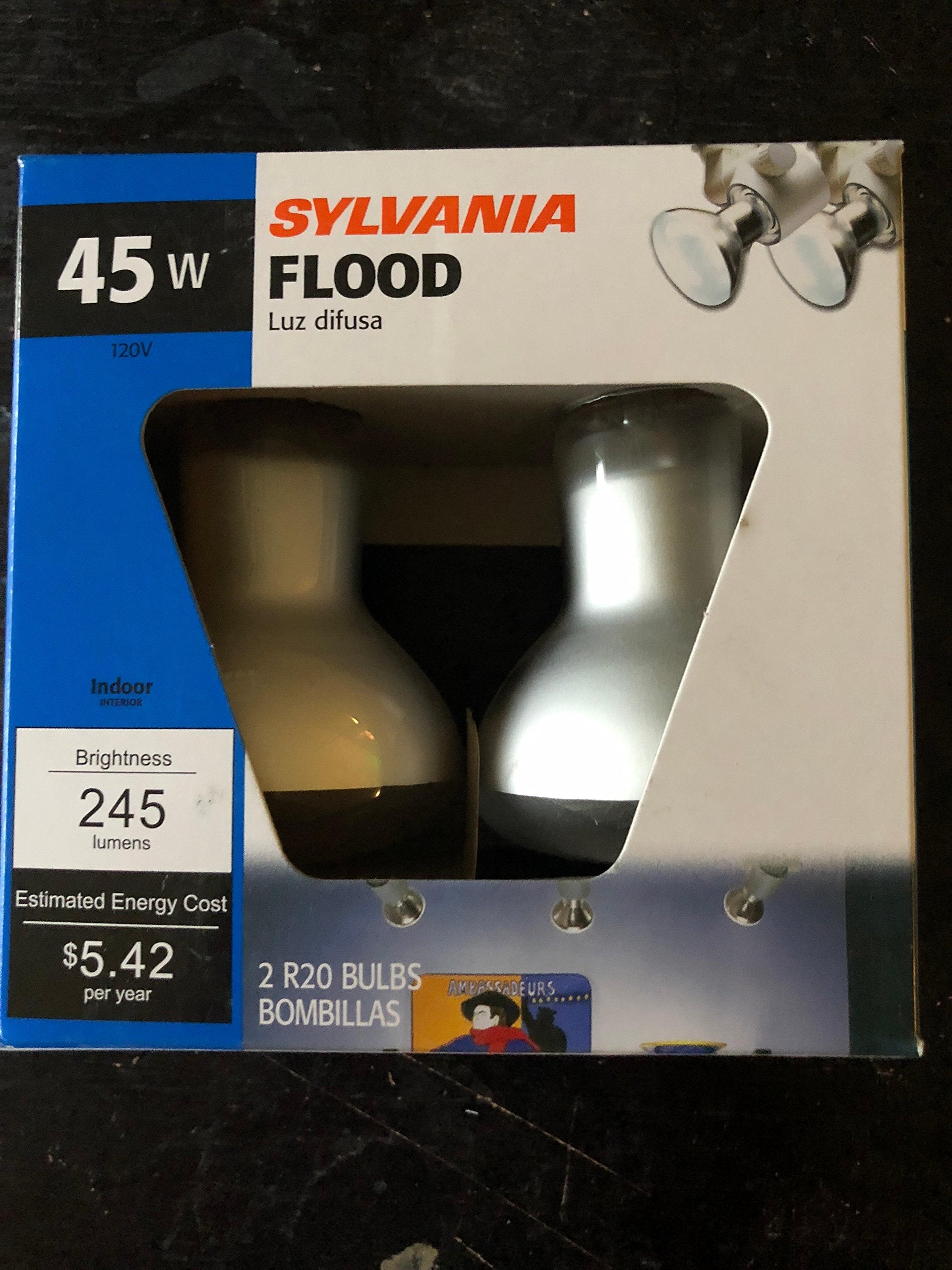 SYLVANIA Reflector Flood Light Bulb, 14997-45R20/RP, 2-Pack, Copper Material
