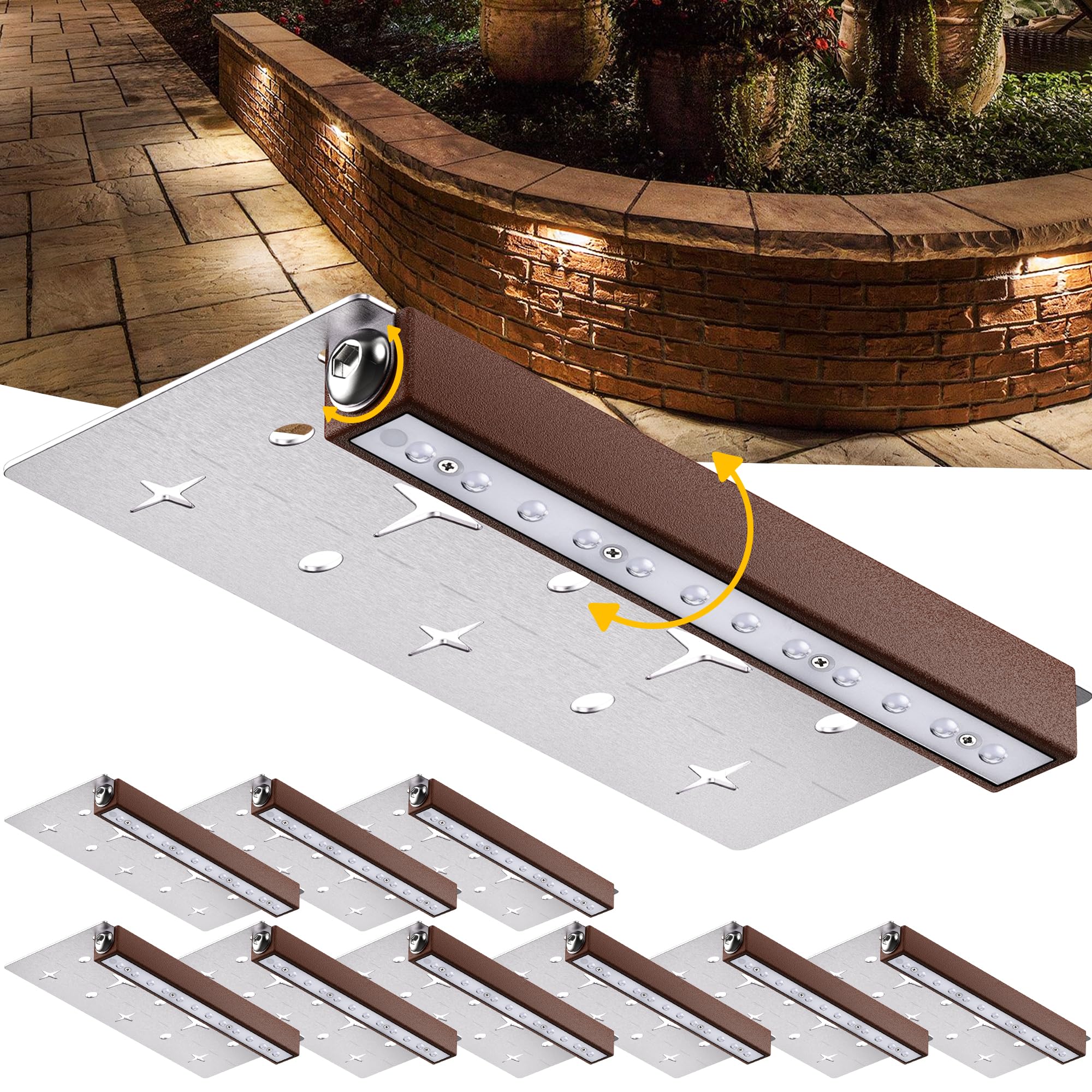 Kialush 10 Pack 7 Inch Landscape Lighting, 2.5W Hardscape Step Lights 12V-36V Ac/Dc, Low Voltage Outdoor Step Lights, Retaining Wall Lights, Ip67 Waterproof Pavers Lights 2700K