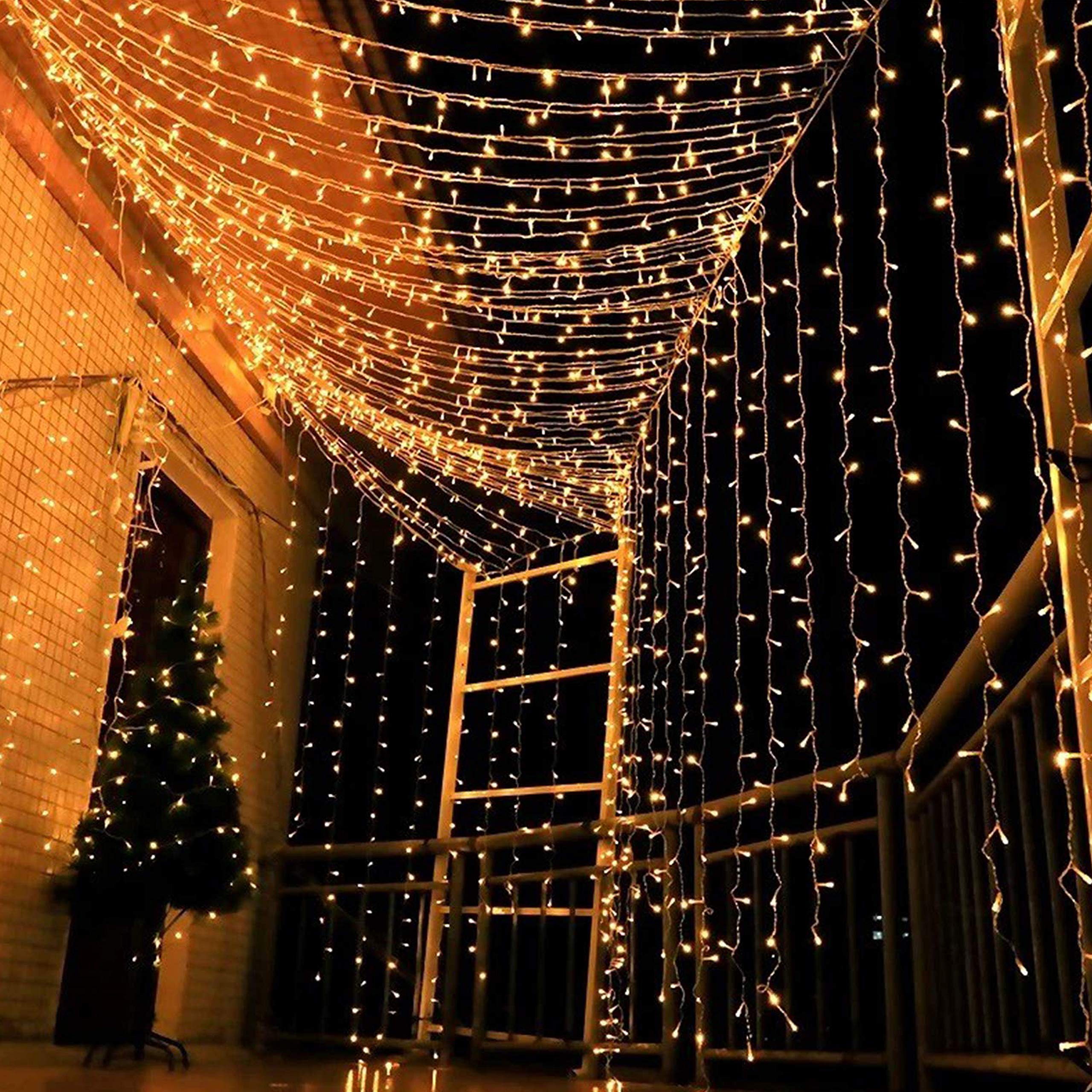 Magictec 300 LED Curtain String Light, Warm White, 8 Modes, Plastic, Model FD-2, Indoor/Outdoor Fairy Twinkle Lights for Parties & Decor