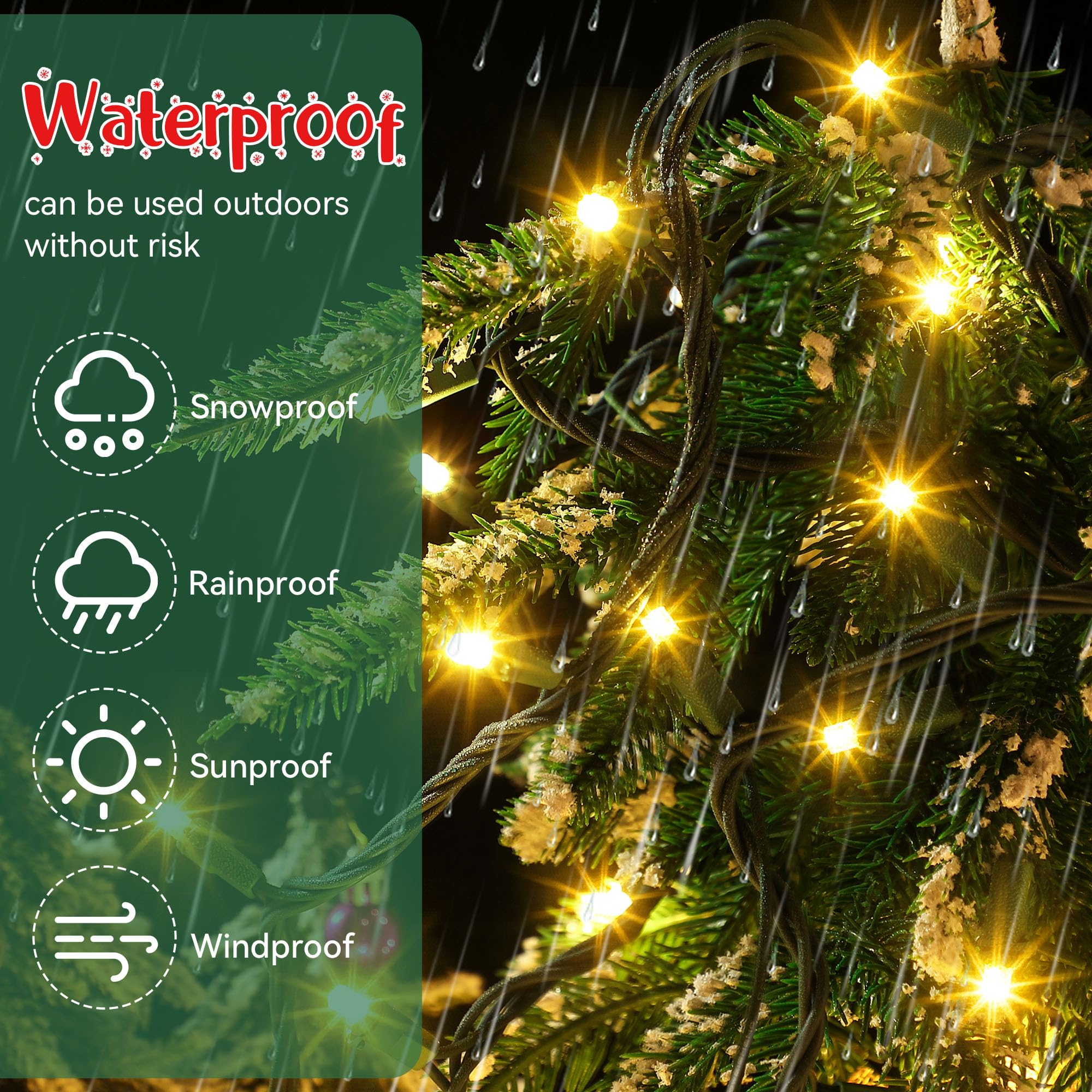 Enhon Slow Twinkling Christmas Lights, 100 Lights 35 Ft Twinkle Lights Pulsing Christmas Lights, 5Mm Led Wide Angle Soft Random Shimmering Light Set With Green Wire(Warm White,1 Pack)