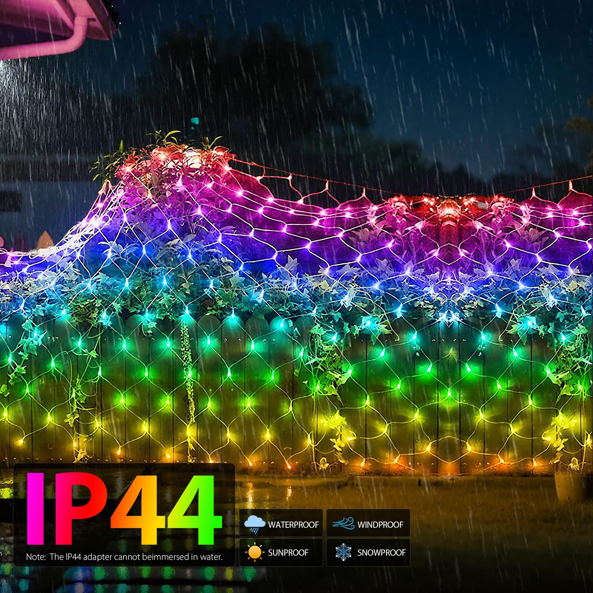 Aoycocr 4X6Ft Smart Christmas Net Lights Outdoor For Bushes  Bluetooth App Control  Rgb Connectable Bush Lights  58+ Scene Modes  Music Sync  Ip44 Waterproof For Tree Fence Holiday Xmas Decorations
