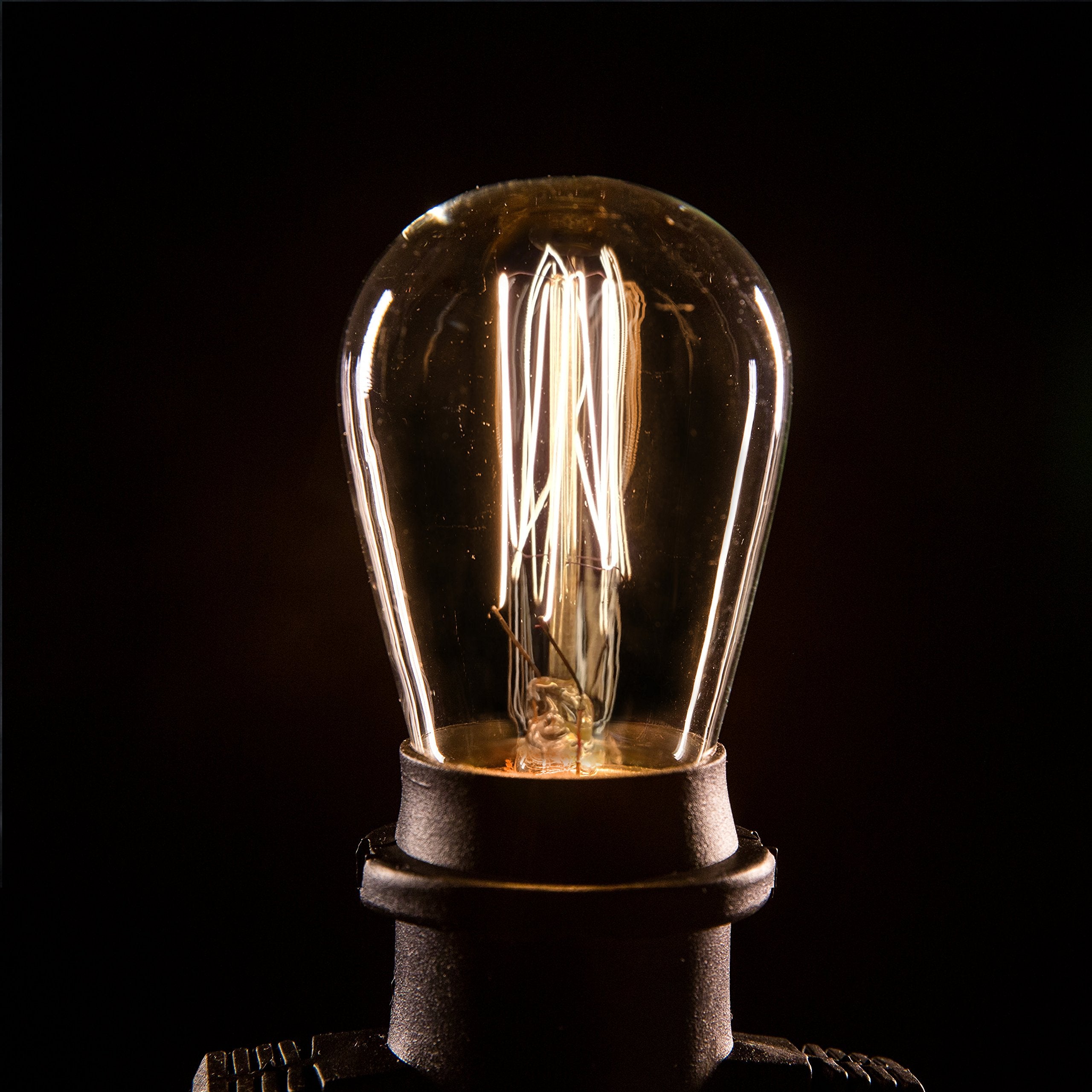 Hometown Evolution  Inc. E26 Outdoor Commercial String Lights With Suspended Socket For Weatherproof Heavy Duty Vintage Outside Lighting (S14 Lantern Edison 11 Watt Bulbs  24 Foot 12 Socket)