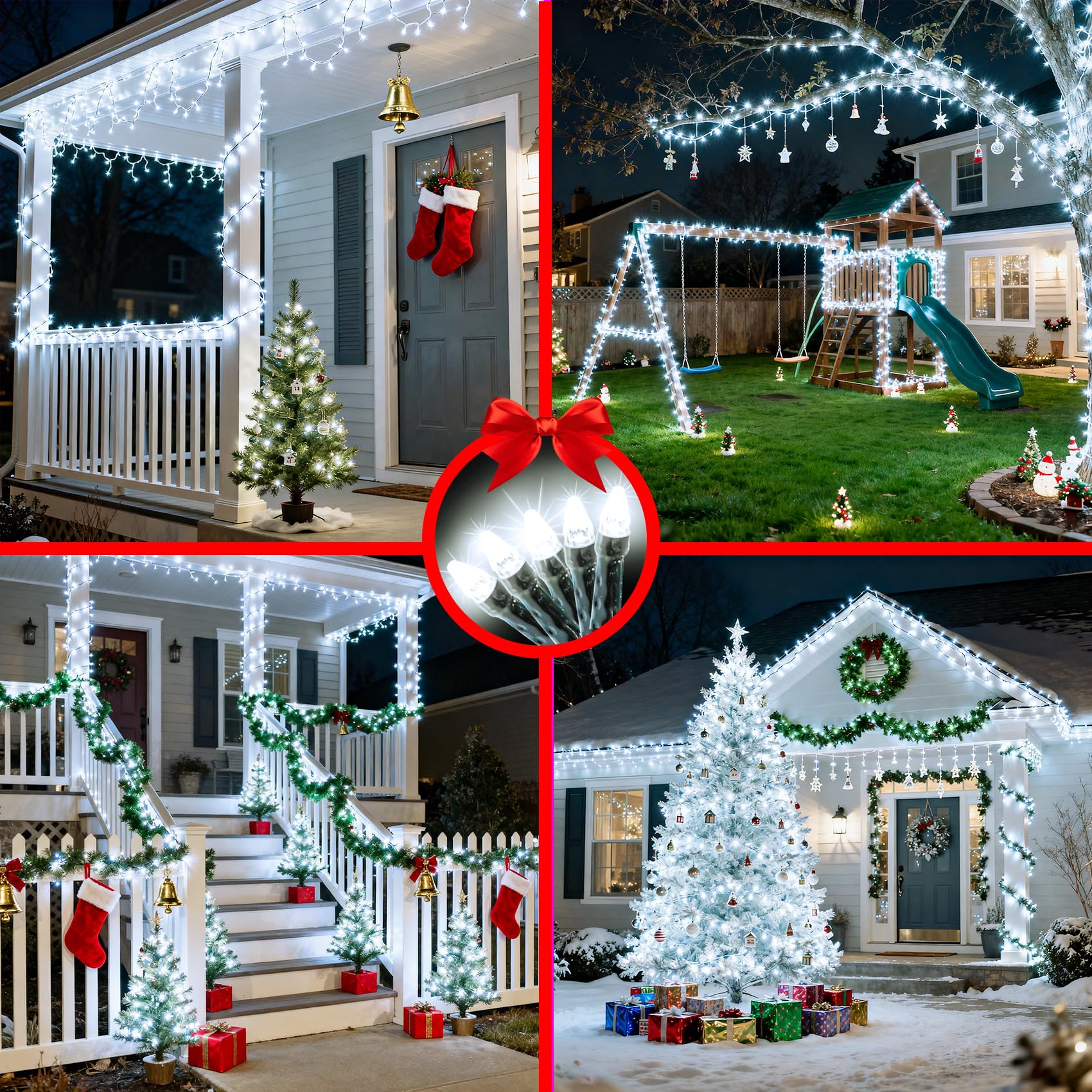 WUXYIYANG 1500 LED Christmas String Lights, 470FT, Cool White, Waterproof, 12 Modes, Dimmable, Dark Green Wire for Outdoor Decor