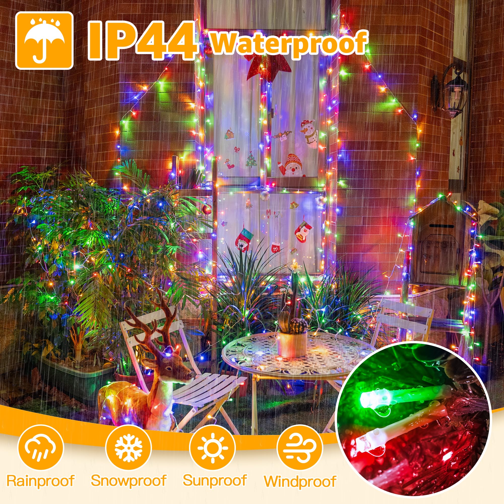 Ollny String Lights 120Led 40Ft, Multicolor Fairy Lights Waterproof Connectable Timer, 8 Modes Plug In Christmas Lights For Bedroom Outdoor Party Indoor Classroom Decorations