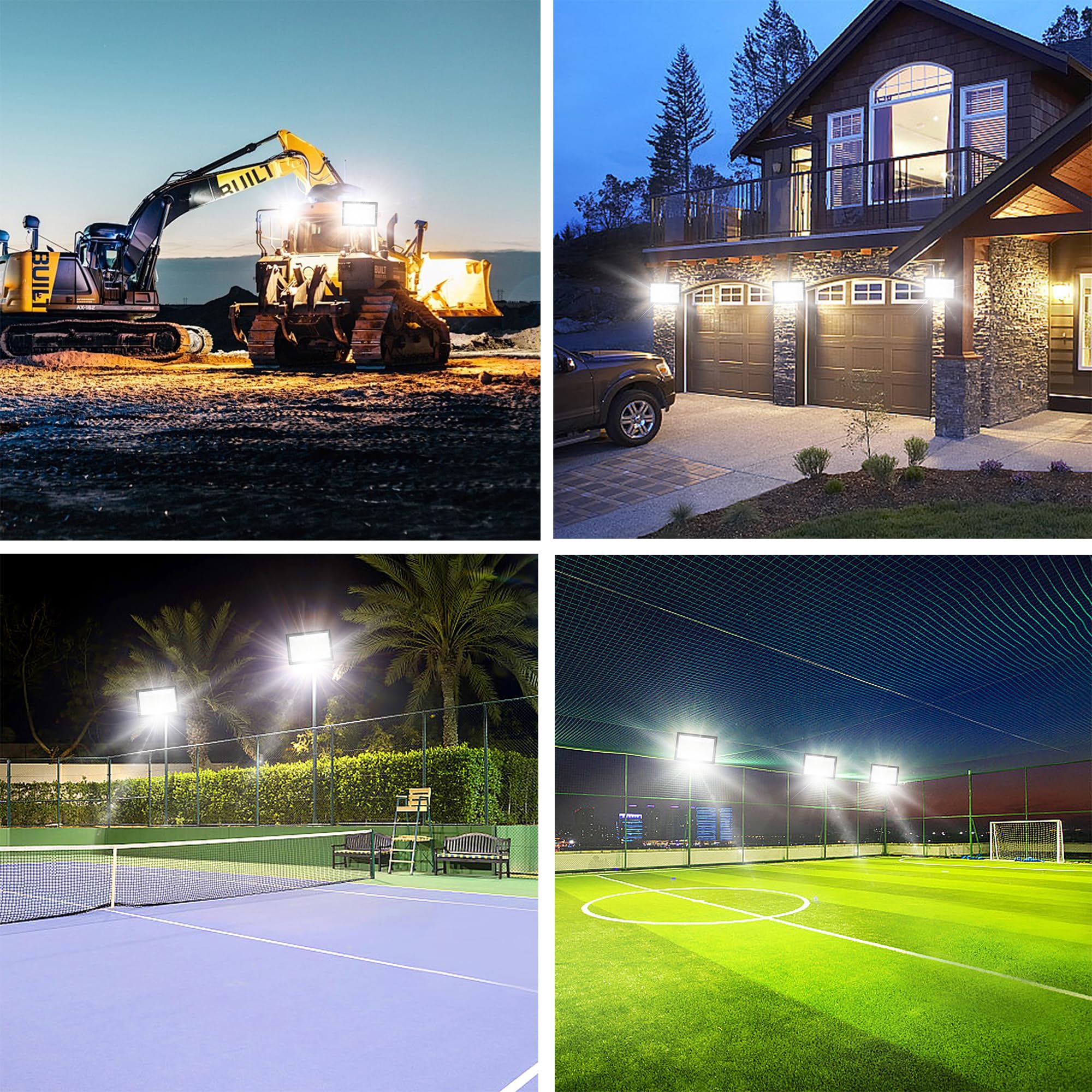 2 Pack 600W Led Flood Lights Outdoor (3000W Equivalent)  66000Lm 6000K Daylight White Super Bright Security Arena Light With Plug  Ip66 Waterproof Commercial Lighting For Yard  Courts  Stadium