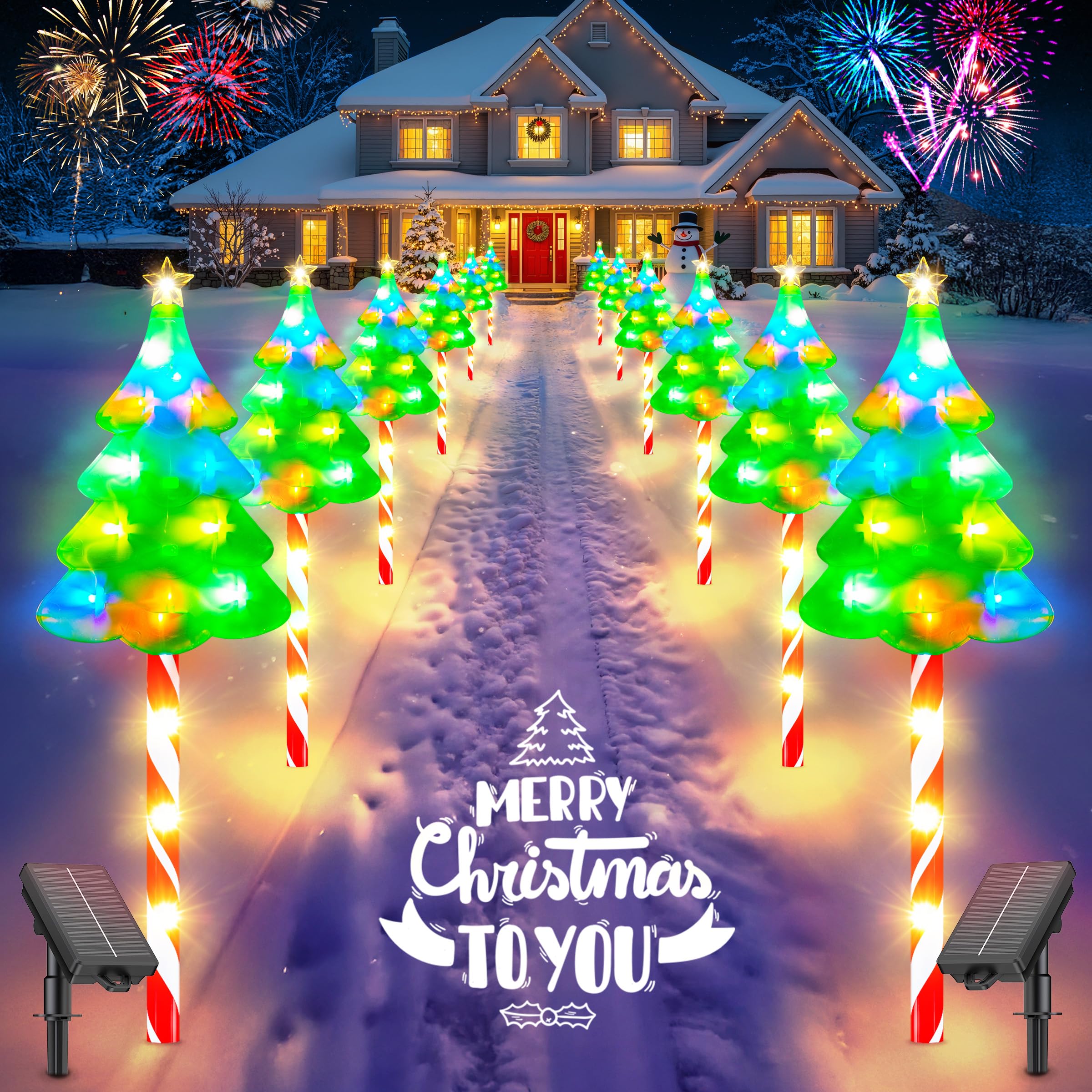 12 Pack Taller Solar Christmas Lights Outdoor With Usb  Upgraded 10 Modes Christmas Tree Candy Cane Light With 204 Colorful Leds  Waterproof Xmas Decorations Gifts For Garden Yard Pathway