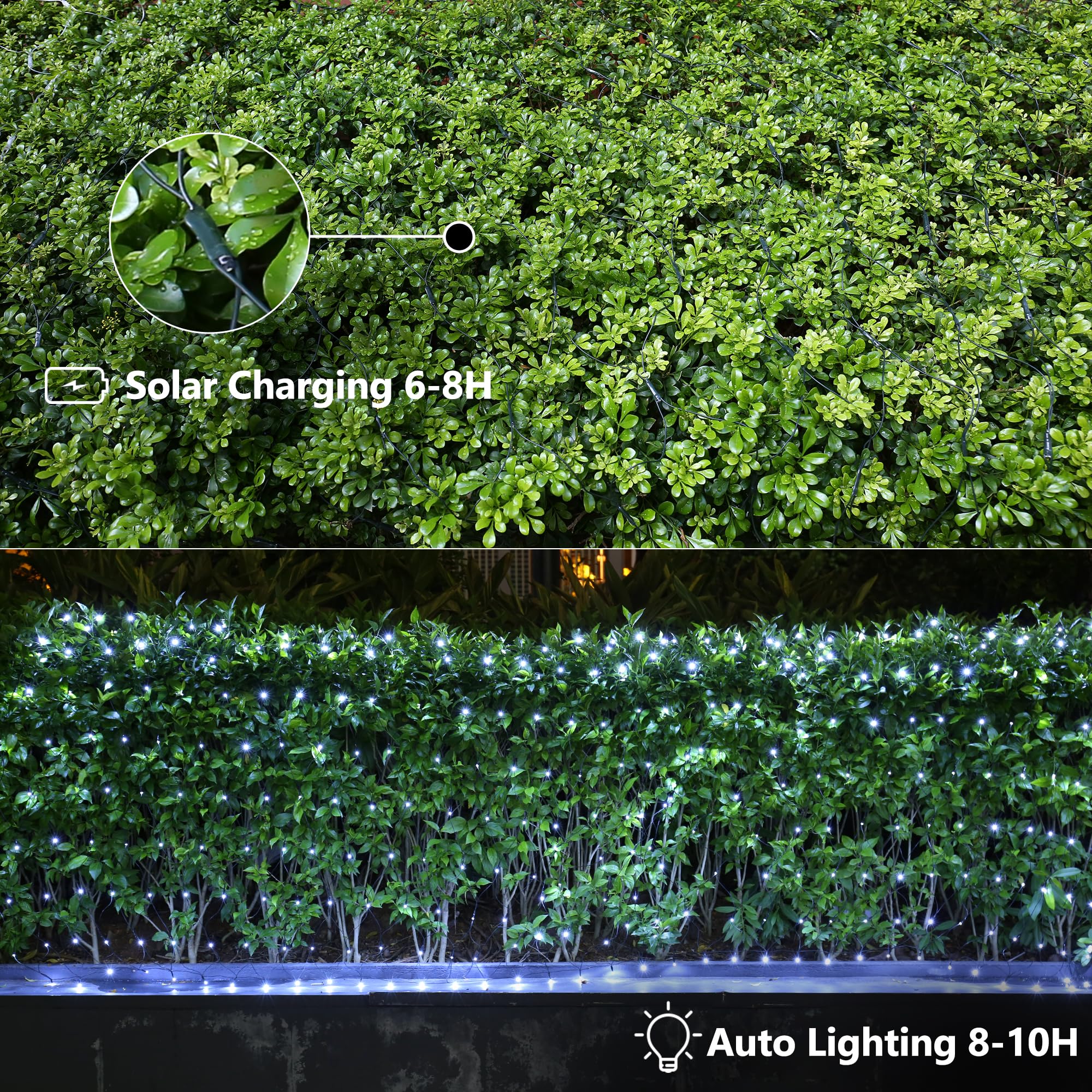 Ibaycon Solar Christmas Net Lights, 5Ft 5Ft Mesh With 8 Modes, Waterproof Bush Lights For Xmas Trees, Party, Garden, Wedding, Ou