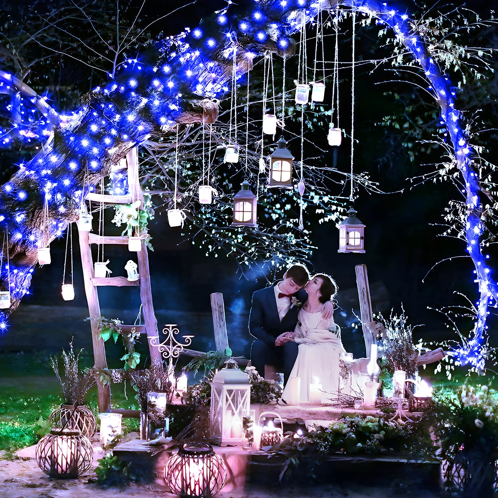 KNONEW 400FT 1200 LED Outdoor Fairy Lights, Waterproof, 8 Modes, Blue, Model KN-1000-LIG168-01