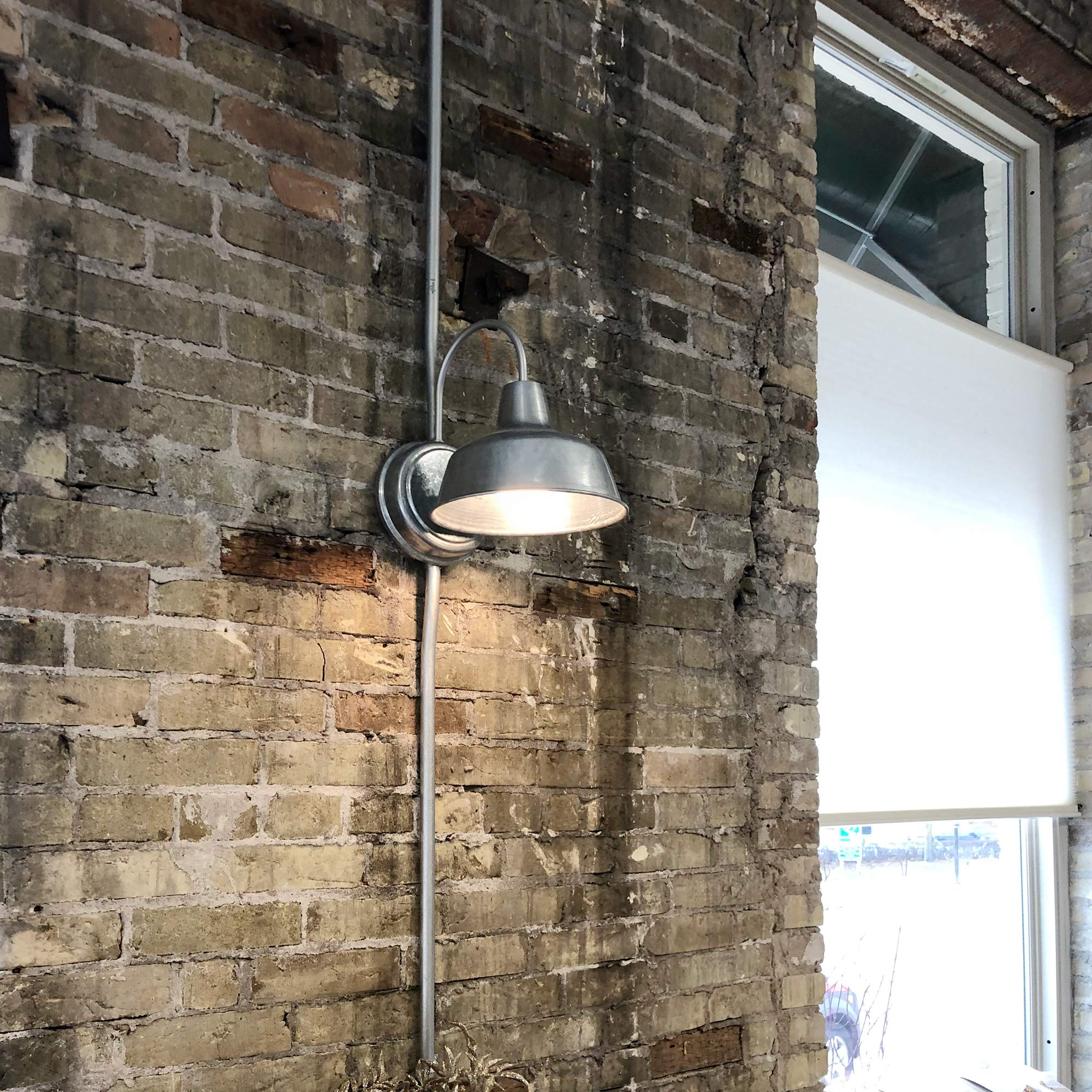 Design House Mason Barn Light, 10-Inch, Larger Version, Galvanized, Indoor/Outdoor Wall Mount, Model 579383, Modern Industrial Farmhouse