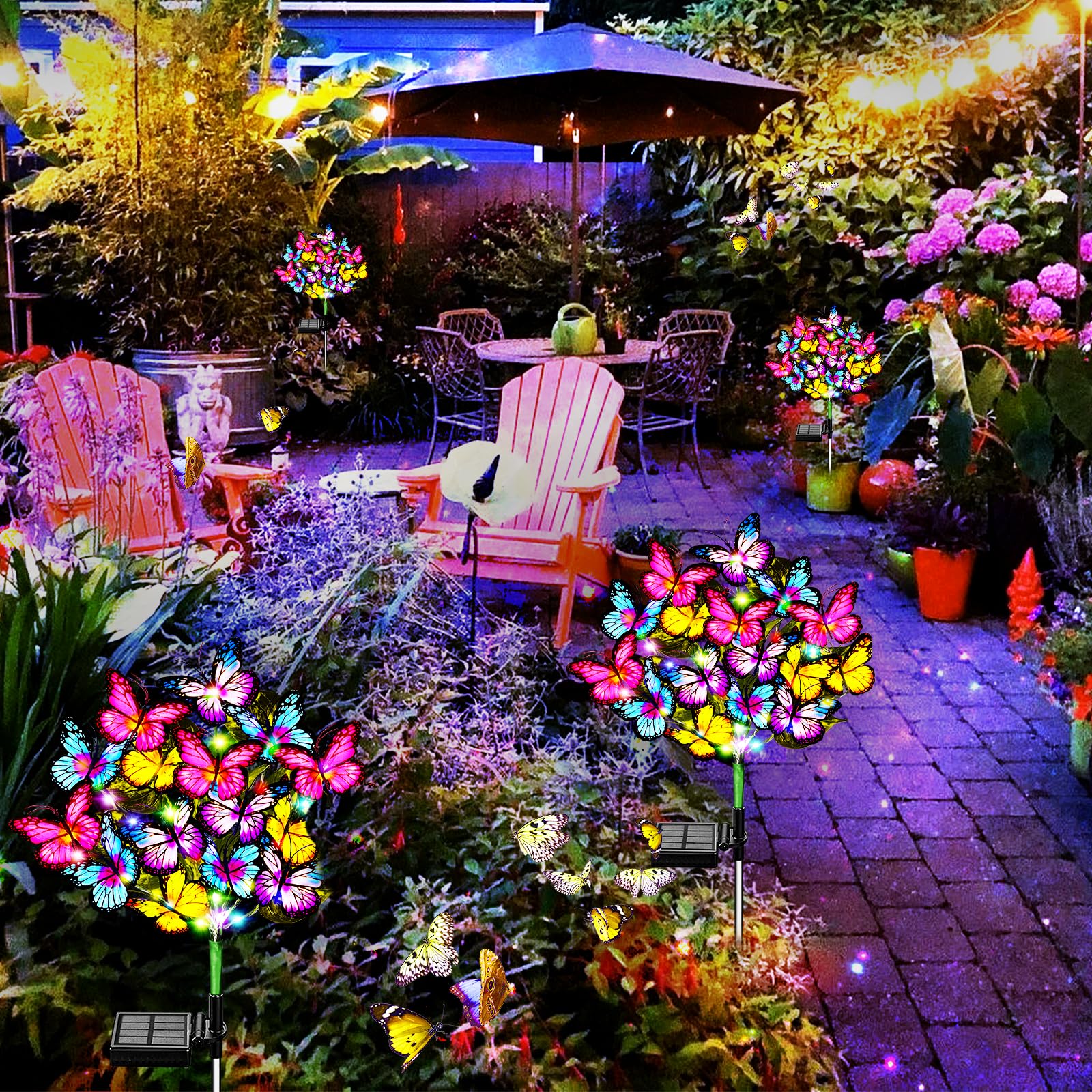 Weitexs Solar Garden Lights Outdoor Waterproof Solar Lights 2 Pack With New Upgraded 72 Led 34 Butterfly Outdoor Solar Lights For Yard Outside Garden Pathway Decor Gifts For Womens MotherS Day