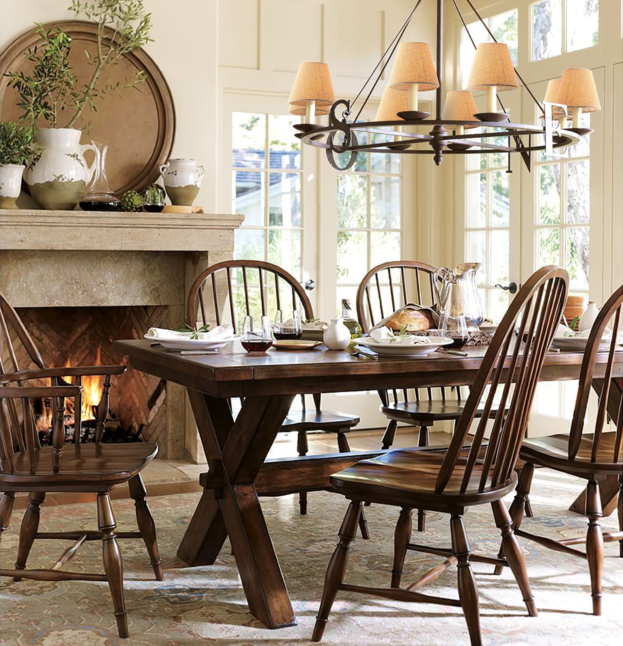 Eurus Home Small Lamp Shade Set Of 6 Burlap Chandelier Shades 3X6X5 Natural S03