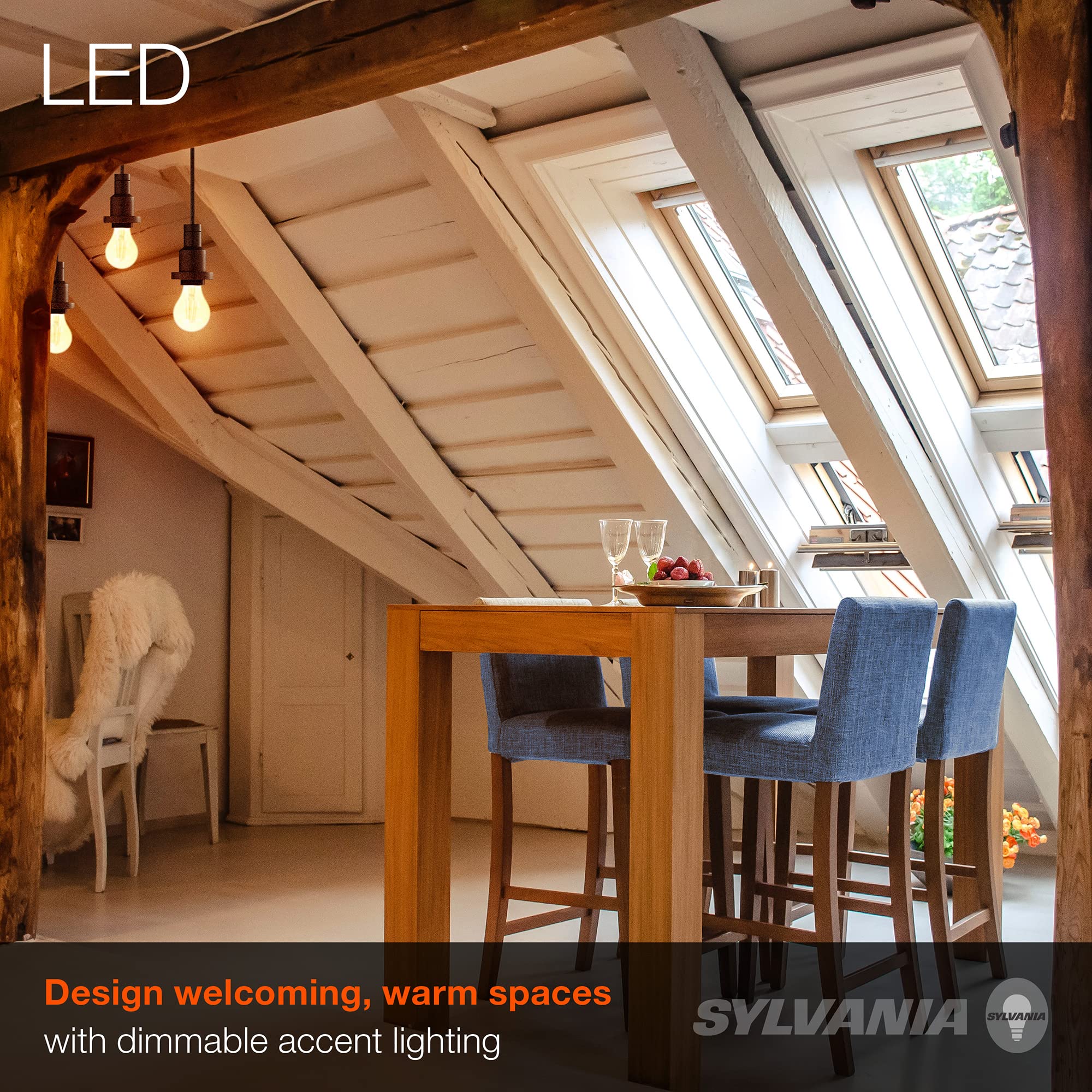 LEDVANCE SYLVANIA A19 Vintage LED Light Bulb, 40W Equivalent, Dimmable, Amber Glow, 4.5W, 380 Lumens, 1 Pack,