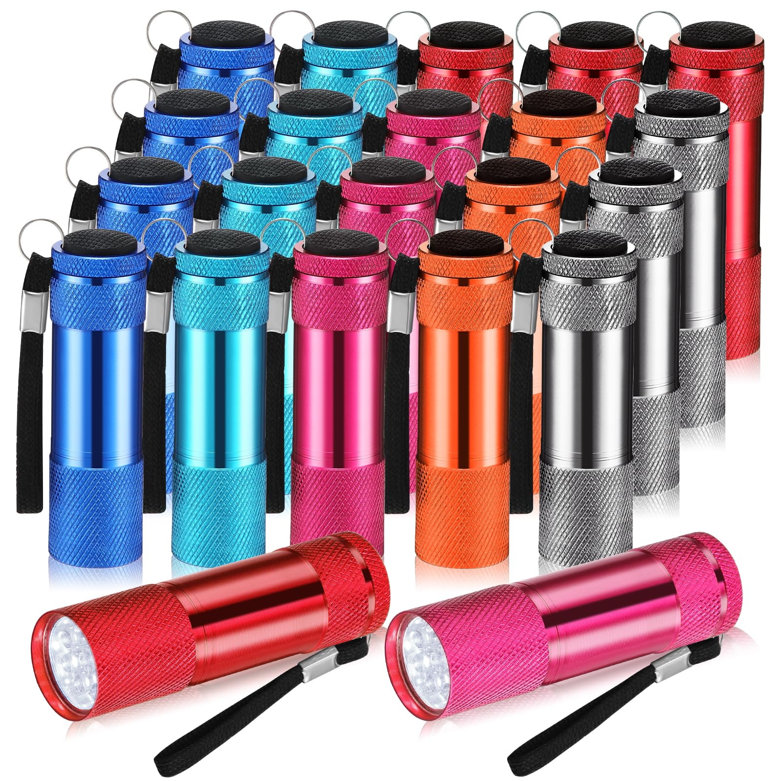 Vihose 20 Pcs Mini Flashlights Bulk  Bright Aluminum Handheld Flash Light With Lanyard Small Led Flashlights For Night Reading Emergency Hurricane Camping Hiking  Batteries Not Included(Lovely)