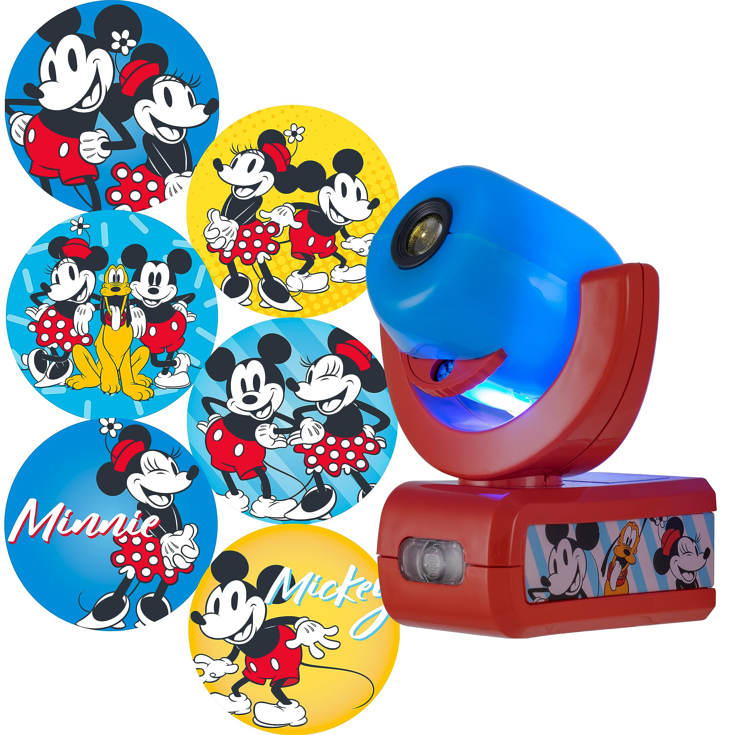 Projectables LED Night Light Projector, Dusk-to-Dawn Sensor, 1 Pack, Blue/Red Mickey and Minnie, Model 67164