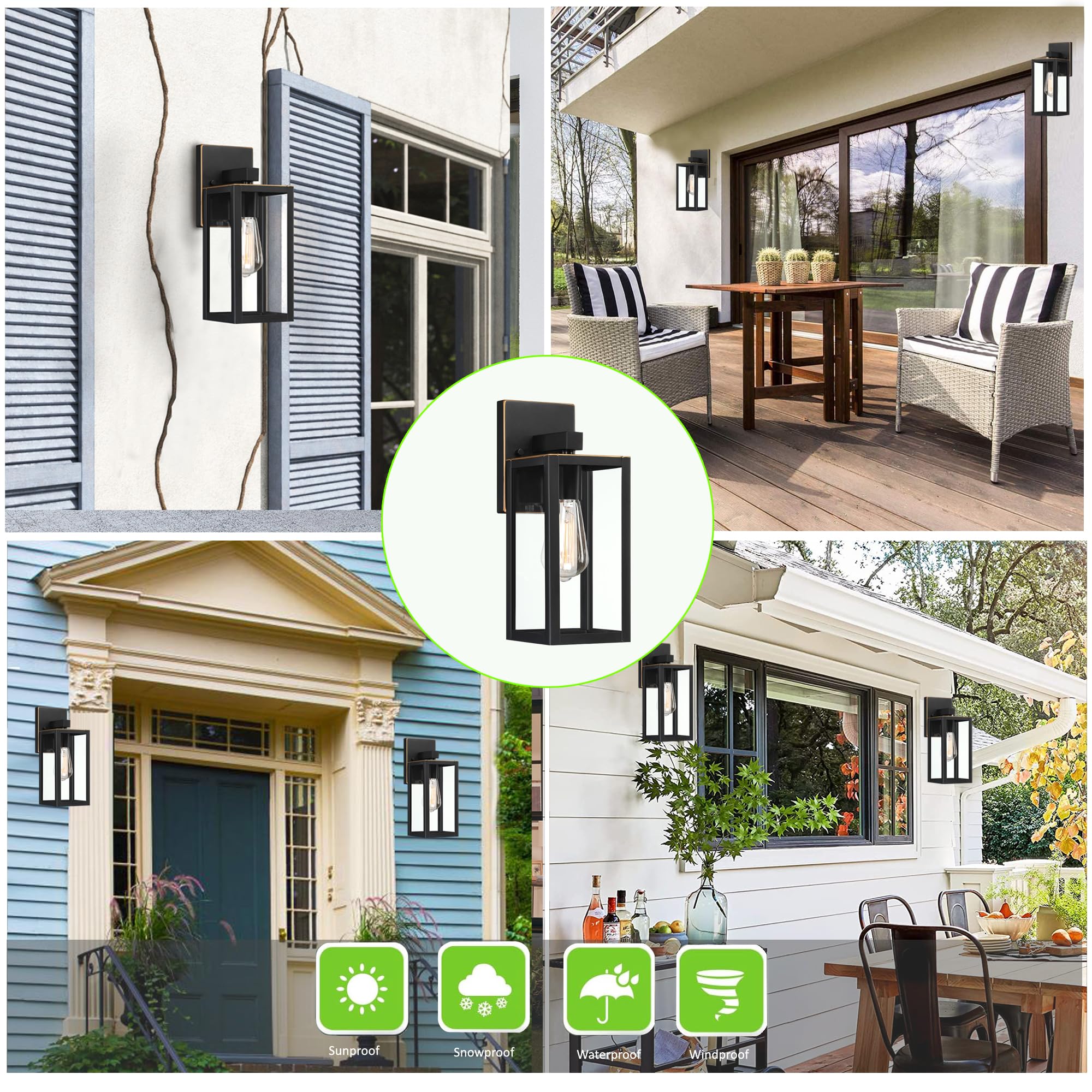 YaoKuem Outdoor Wall Lantern, Wall Sconce as Porch Lighting Fixture, E26 Medium Base, Metal Housing Plus Glass, Bulbs not Includ