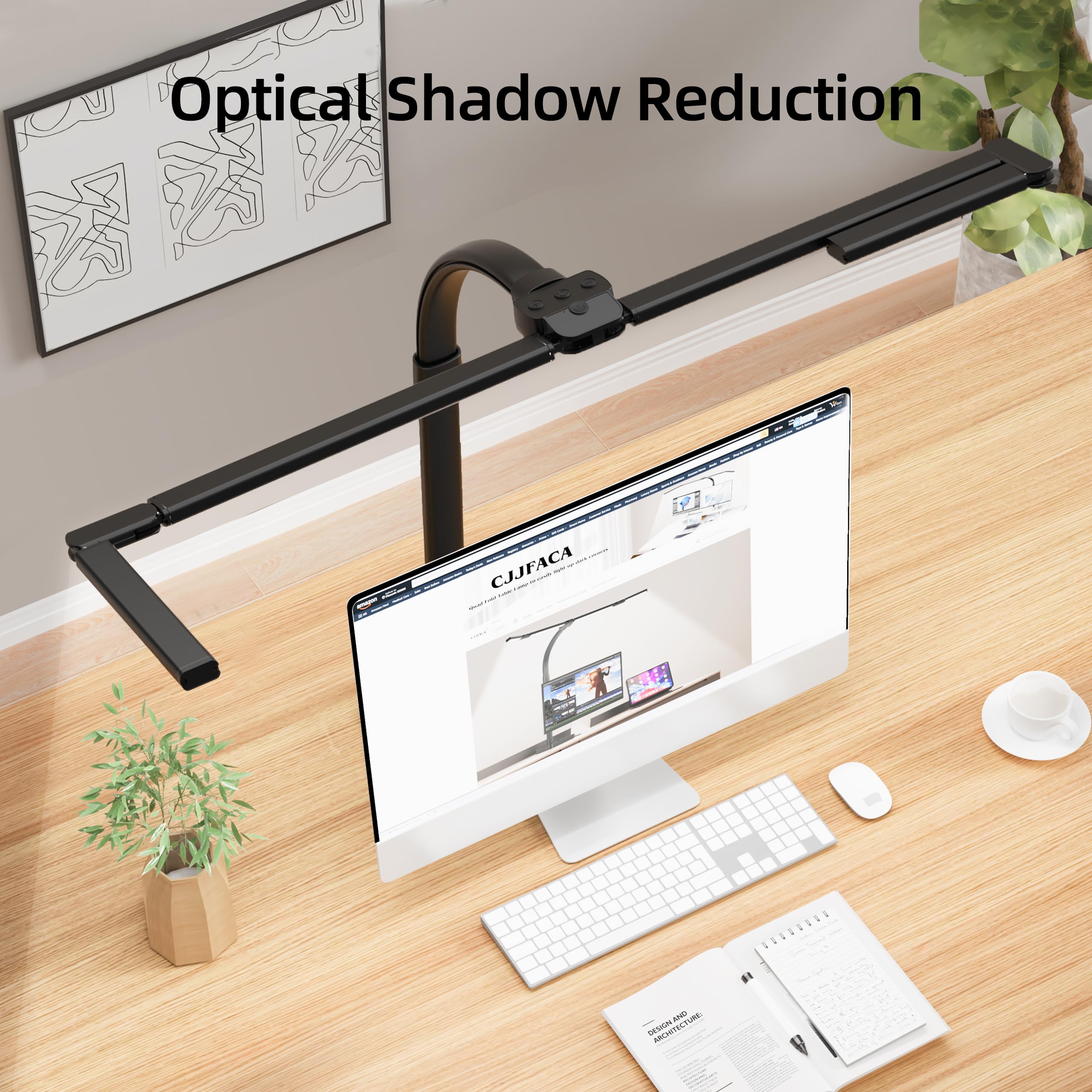 Cjjfaca Office Home Desk Lamp 24W Super Bright Eye-Care Desk Lamp Adjustable Gooseneck Office Led Task Light With Soft Non-Glare Lighting Suitable For Studying Reading (Black) (Plus)