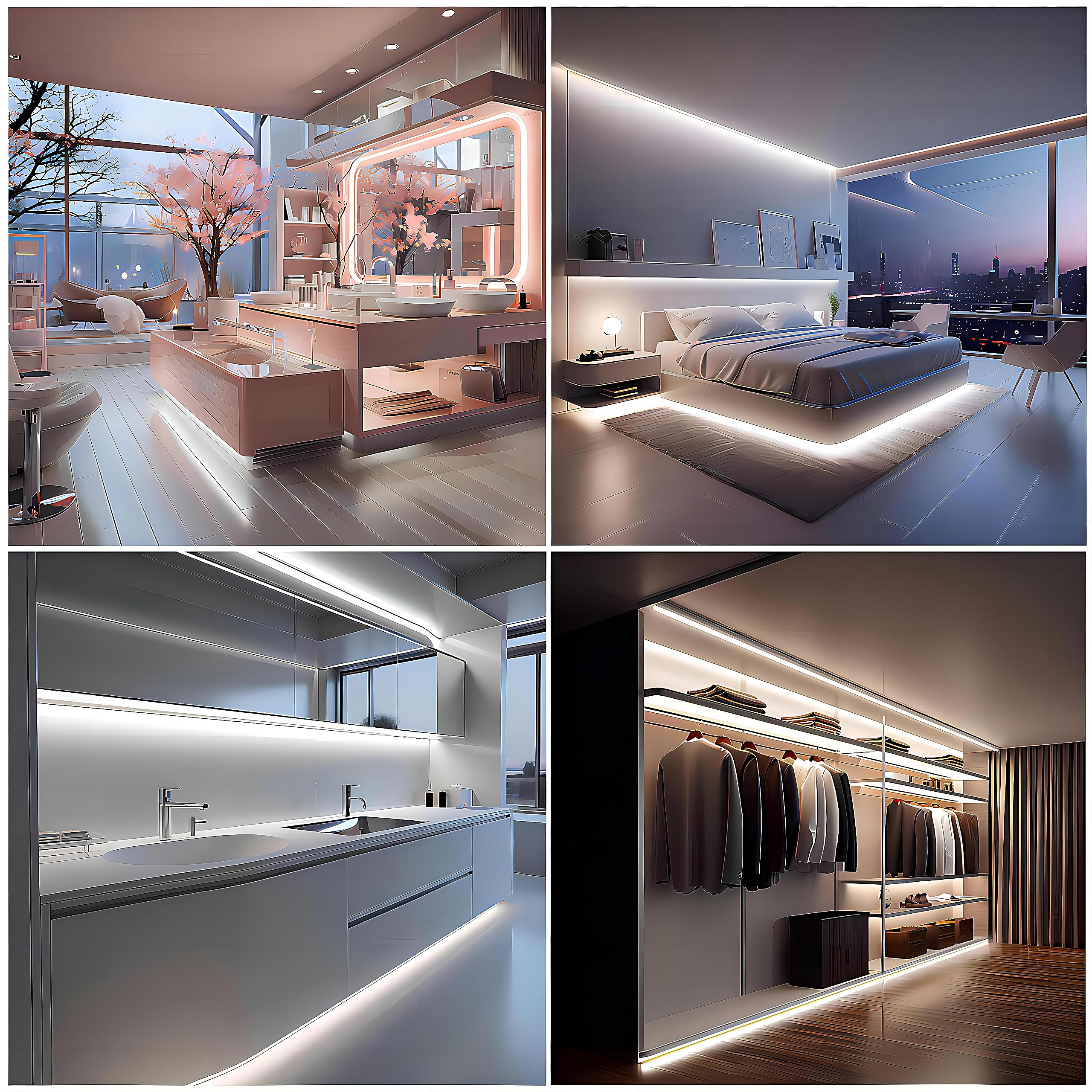 UVTaoYuan 6.56ft USB LED Strip Lights 640 LEDs Dimmable 6000K White Flexible Lighting for Bedroom Kitchen Decor