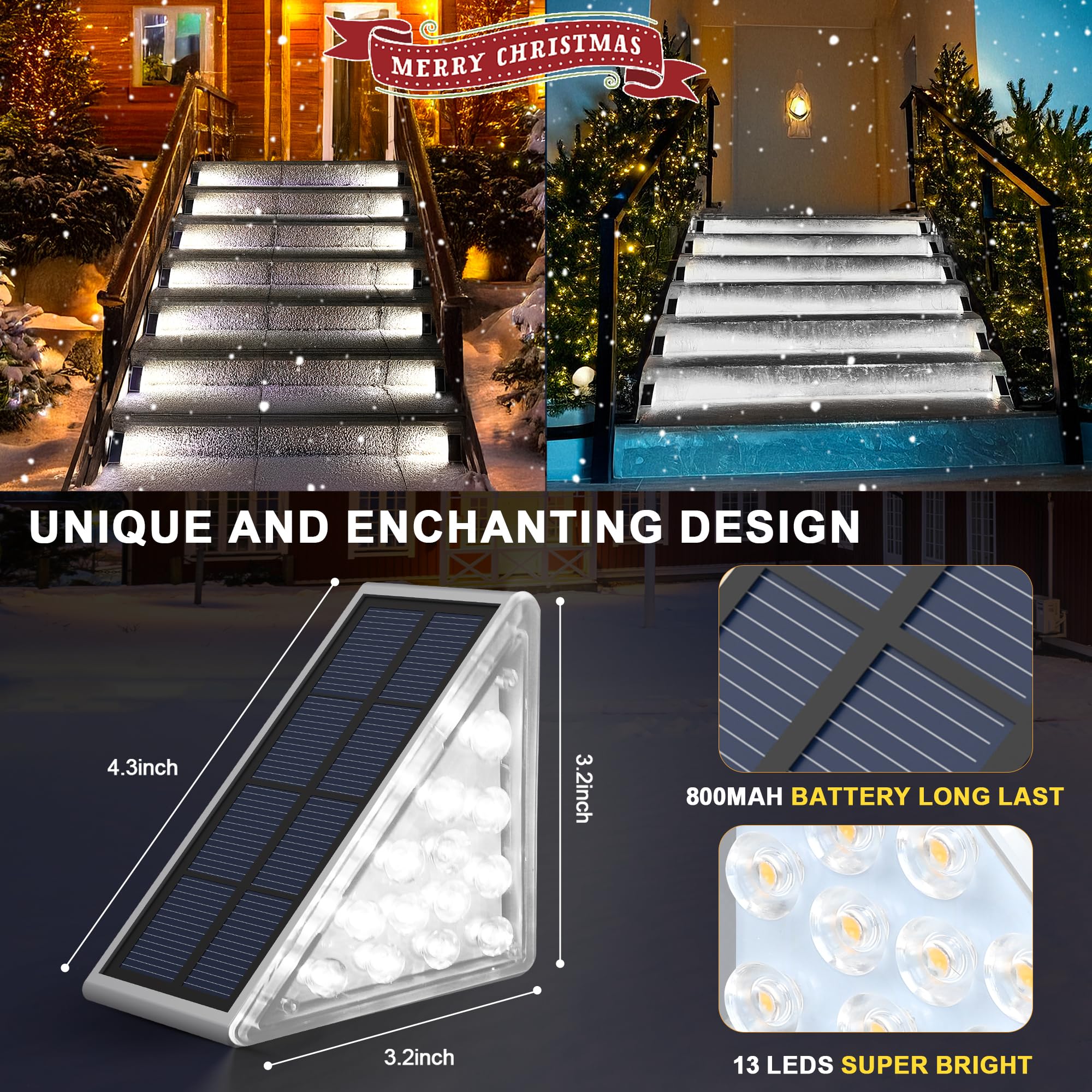 Audles Solar Step Lights - Waterproof Outdoor Decor, Ip67 Solar Lights For Yard, Patio, Garden, Walkways, Front Door, Pathway, D