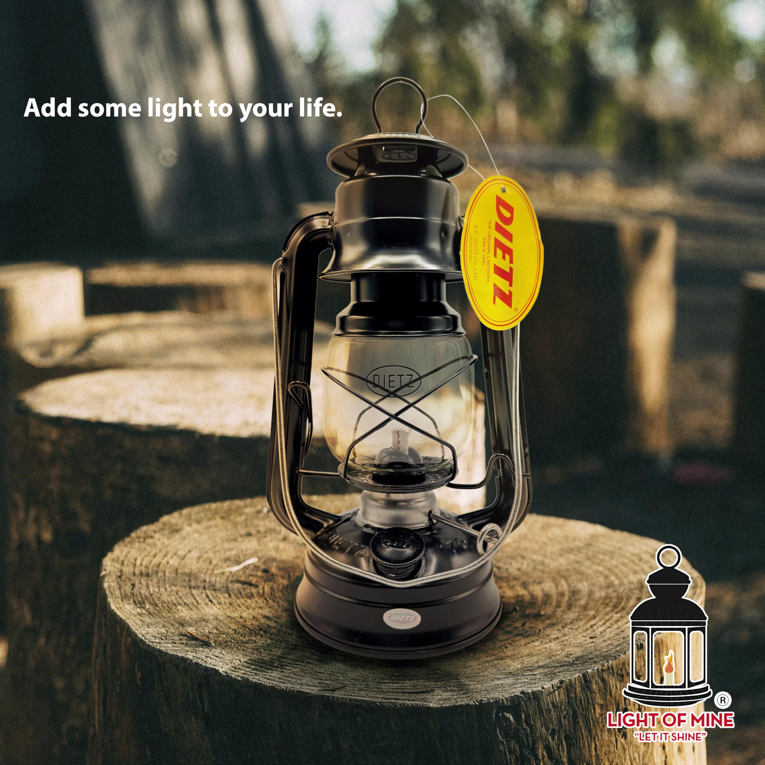 LIGHT OF MINE Dietz #76 Black Oil Lantern with Replacement Wick Strips - Metal, Multicolor