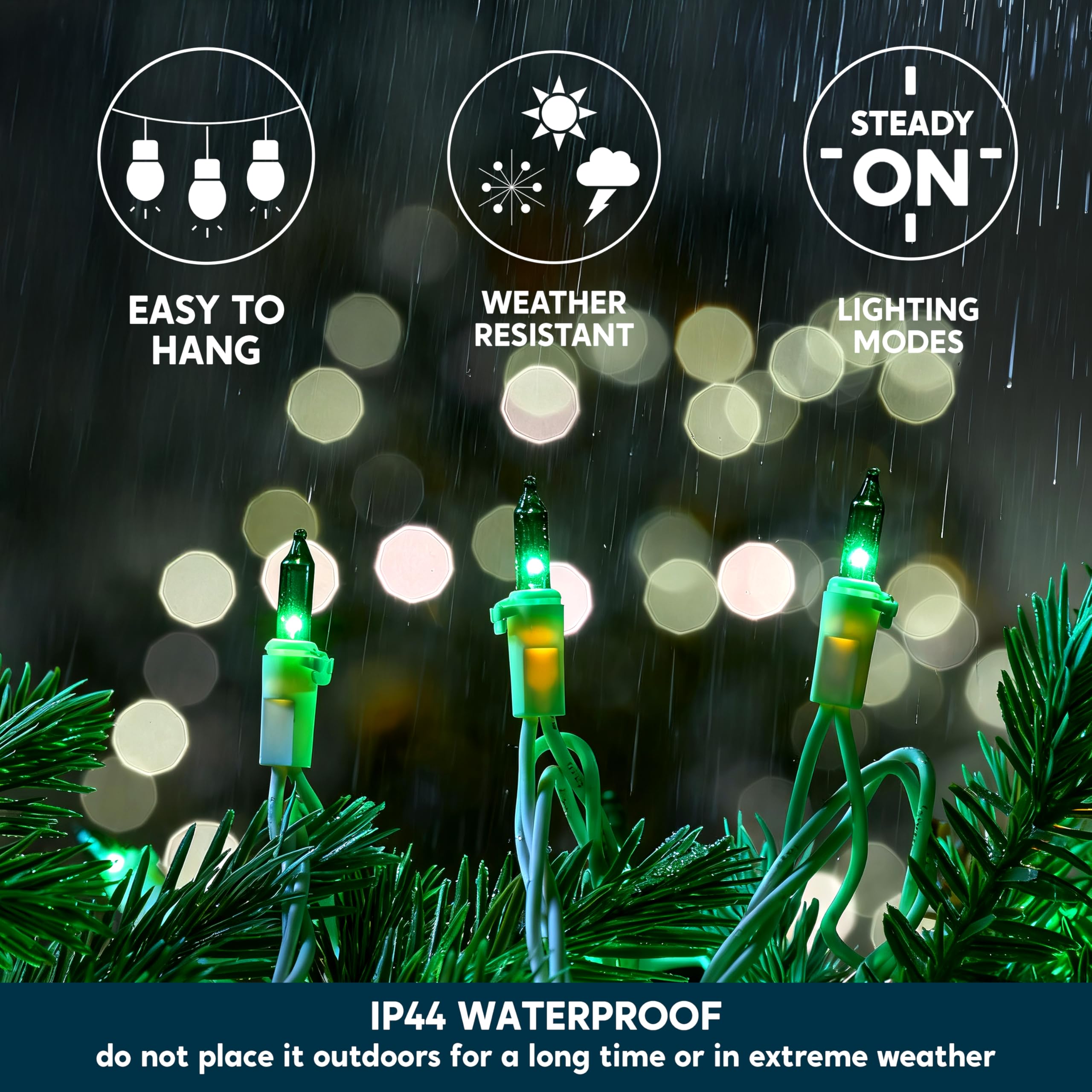 Joiedomi Christmas String Lights Indoor 100 Count Mini Green Light 21.4 Ft Lighting Decor For Patio Dorm Classroom Bedroom Holiday Wedding Party Garland Birthday Festival White Wire