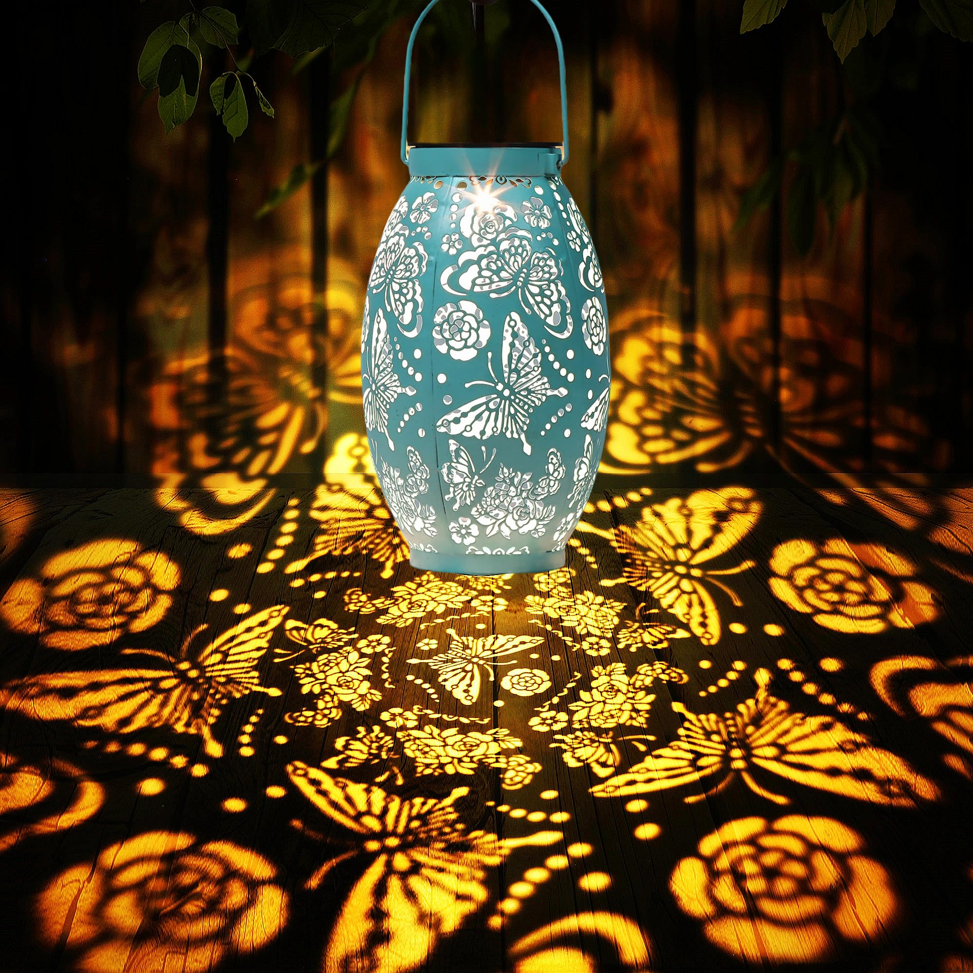 Butterfly Solar Lanterns, Gifts For Women Mom Birthday, Butterfly Decorations For Garden Patio Yard Porch Decor, Hanging Solar Lanterns, Big Metal Butterfly Solar Lights Outdoor Waterproof