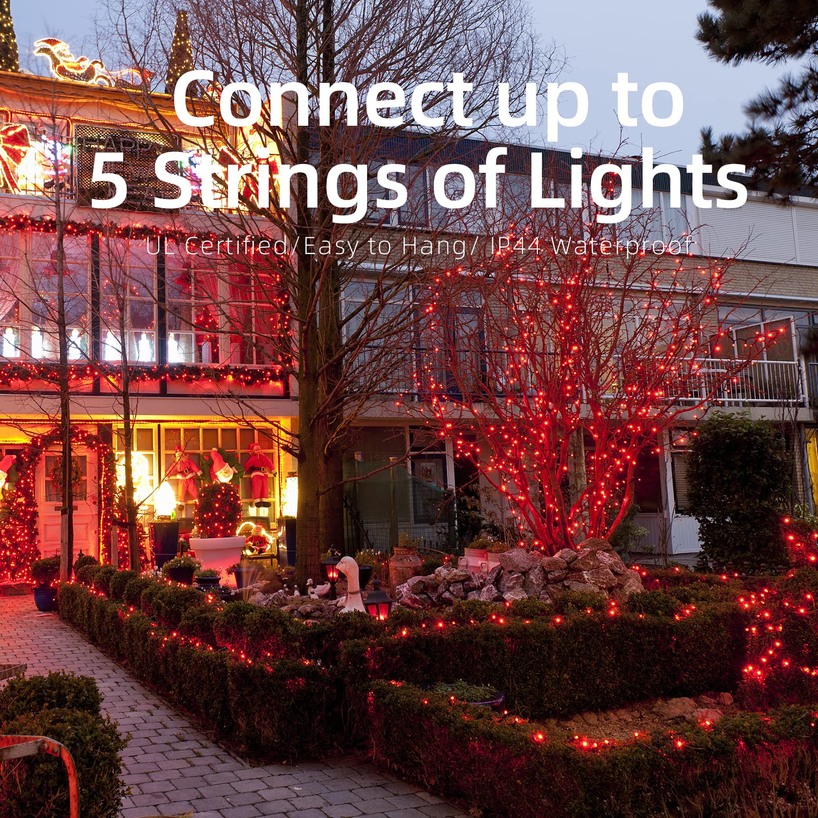 Xmashome 19.6Ft Green Wire Red String Lights, 100 Count Incandescent Christmas Lights