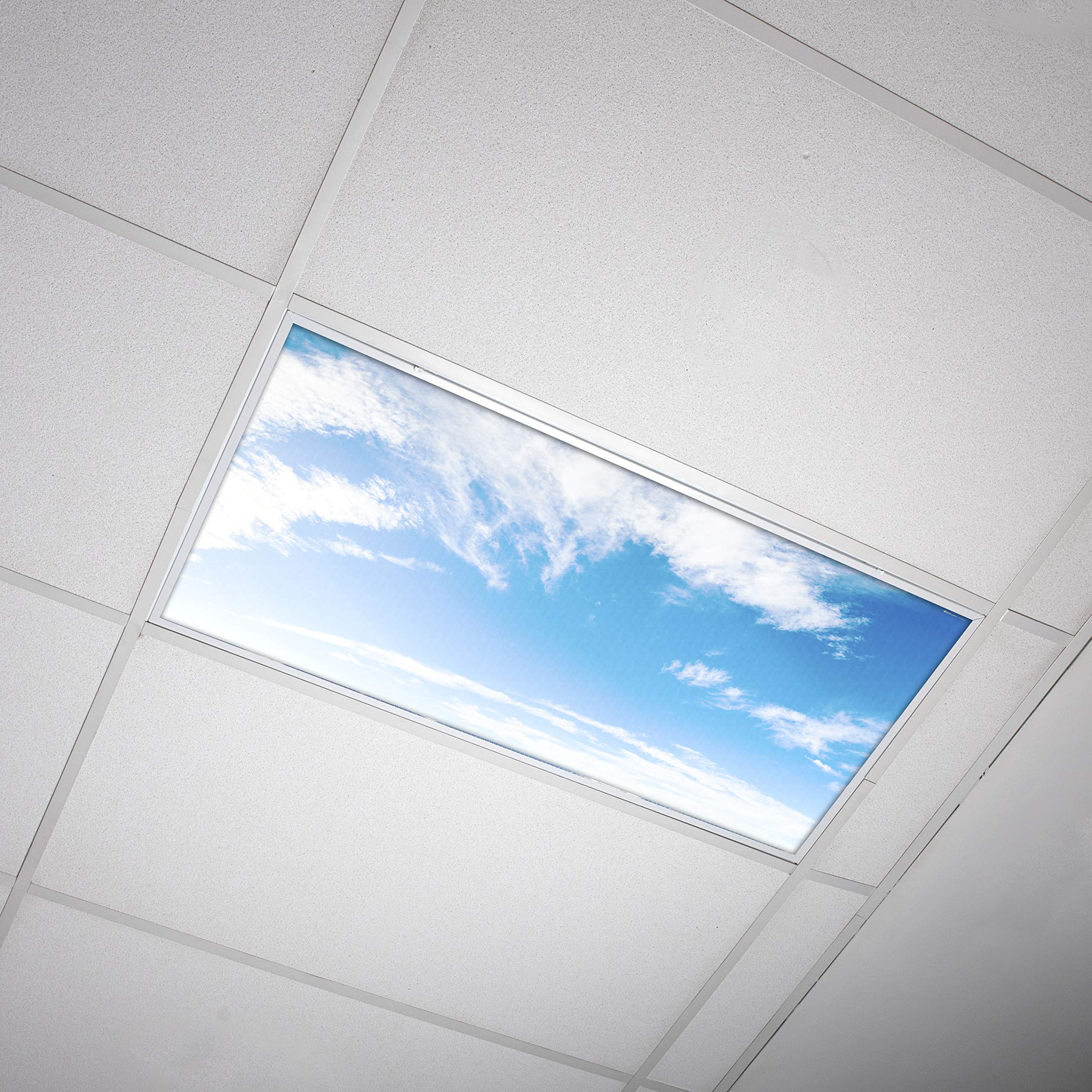 OCTO LIGHTS Fluorescent Light Covers, 2x4, Backlit Film, Cirrus Skyscape, Model CLD-004-2x4, Classroom Use, Improve Focus