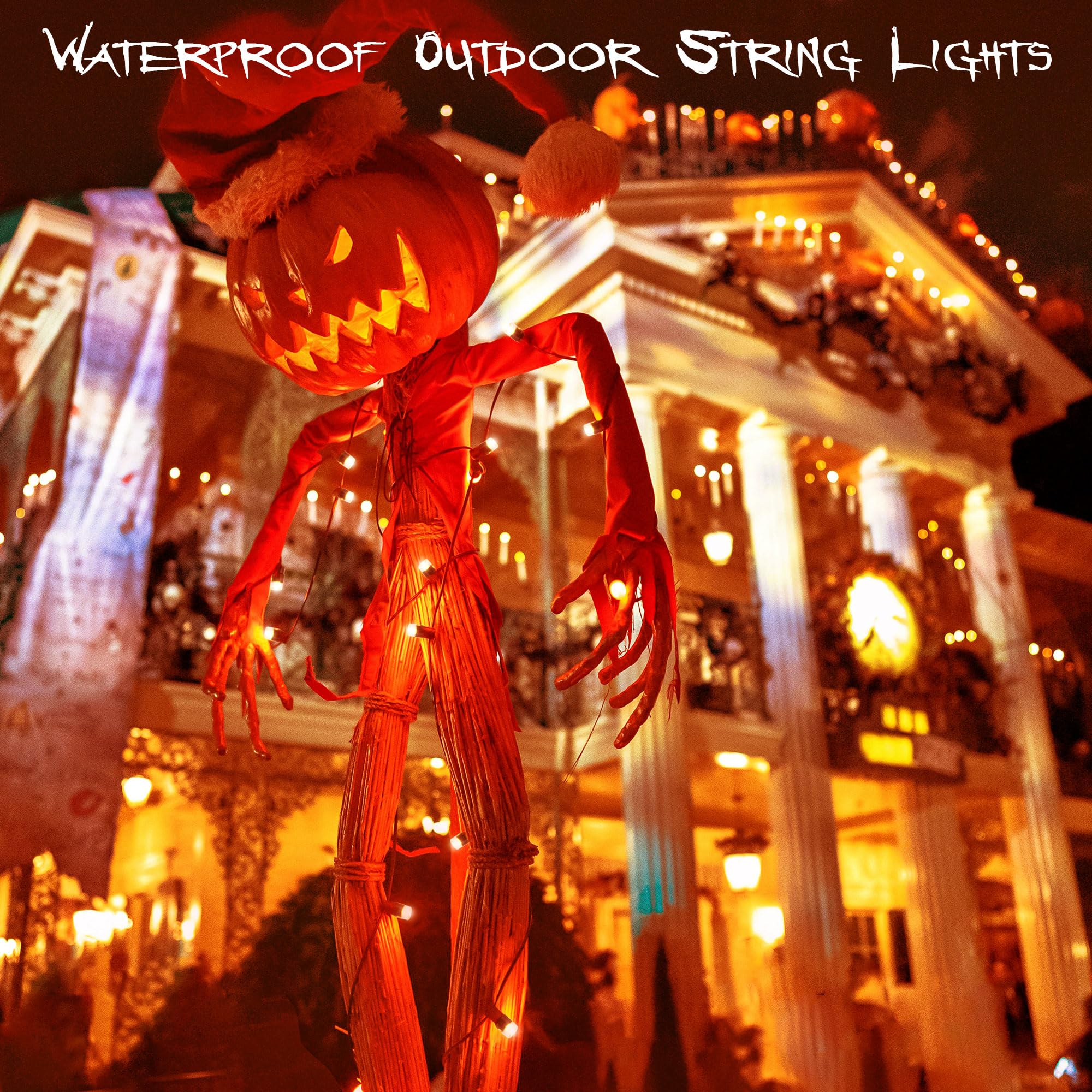 Techip Halloween Lights Orange String Lights Outdoor Indoor Waterproof 300Led Incandescent Mini String Lights 108Ft Halloween Decorations For Tree Garden Party Carnival Thanksgiving Christmas Decor