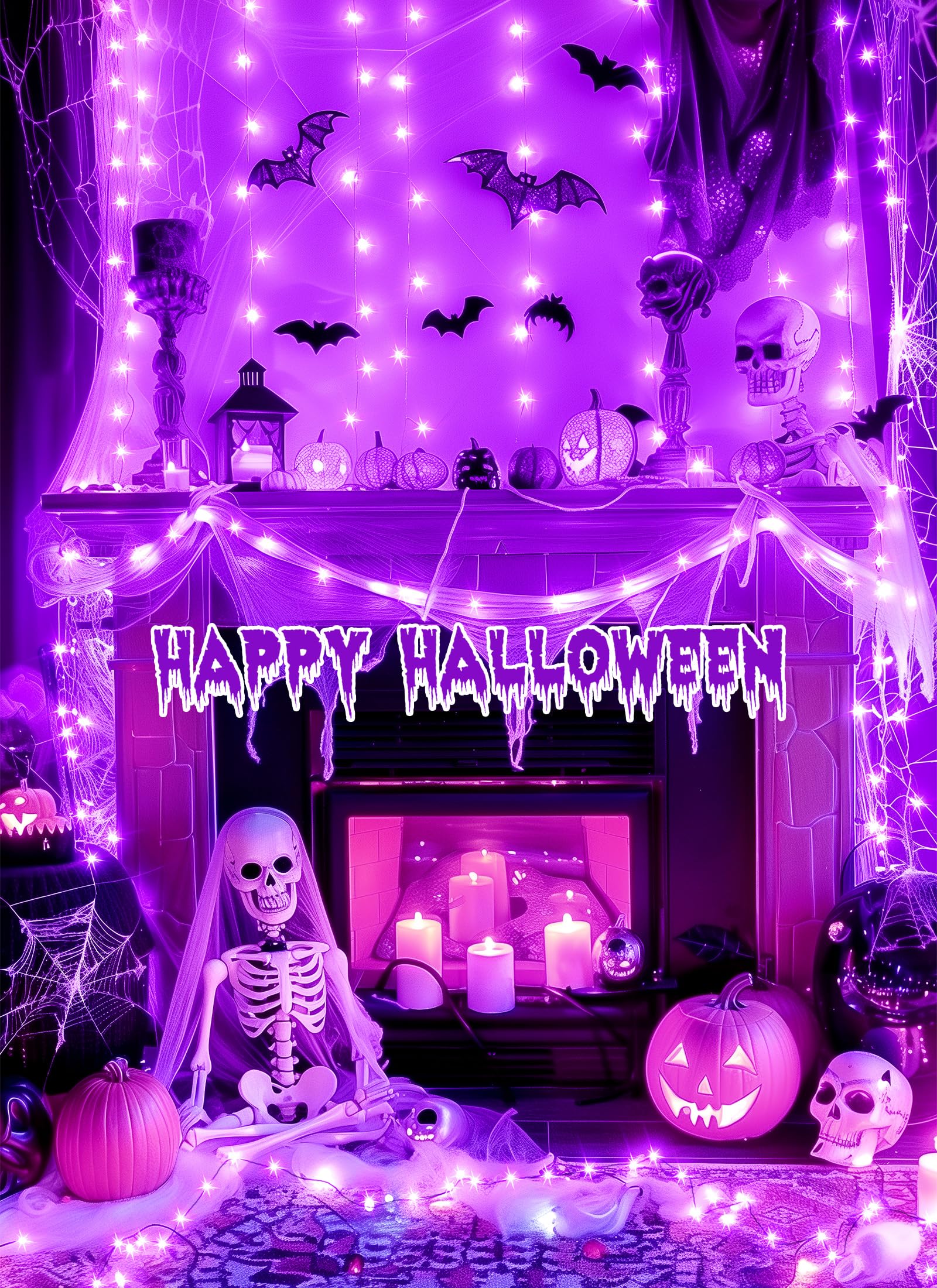 Brightown Battery Operated Christmas Lights, 200 LED, 66 FT, 8 Modes, Waterproof, Purple, 4 Pack, Model BHL-SL-200-8P-PUR