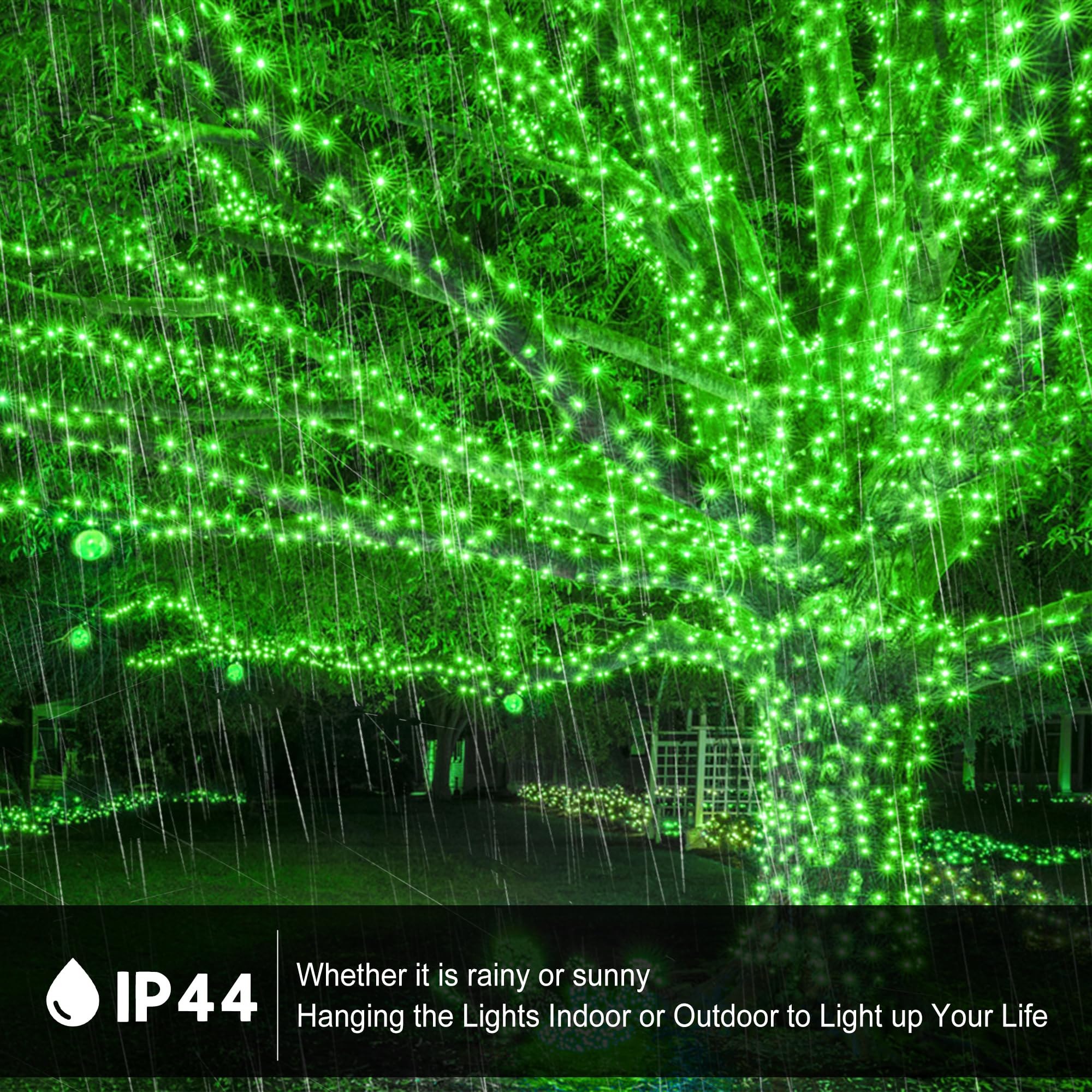 kemooie 500 LED St Patricks Day Lights, 164FT Waterproof Green, 8 Modes, Ideal for Outdoor Events and Decorations