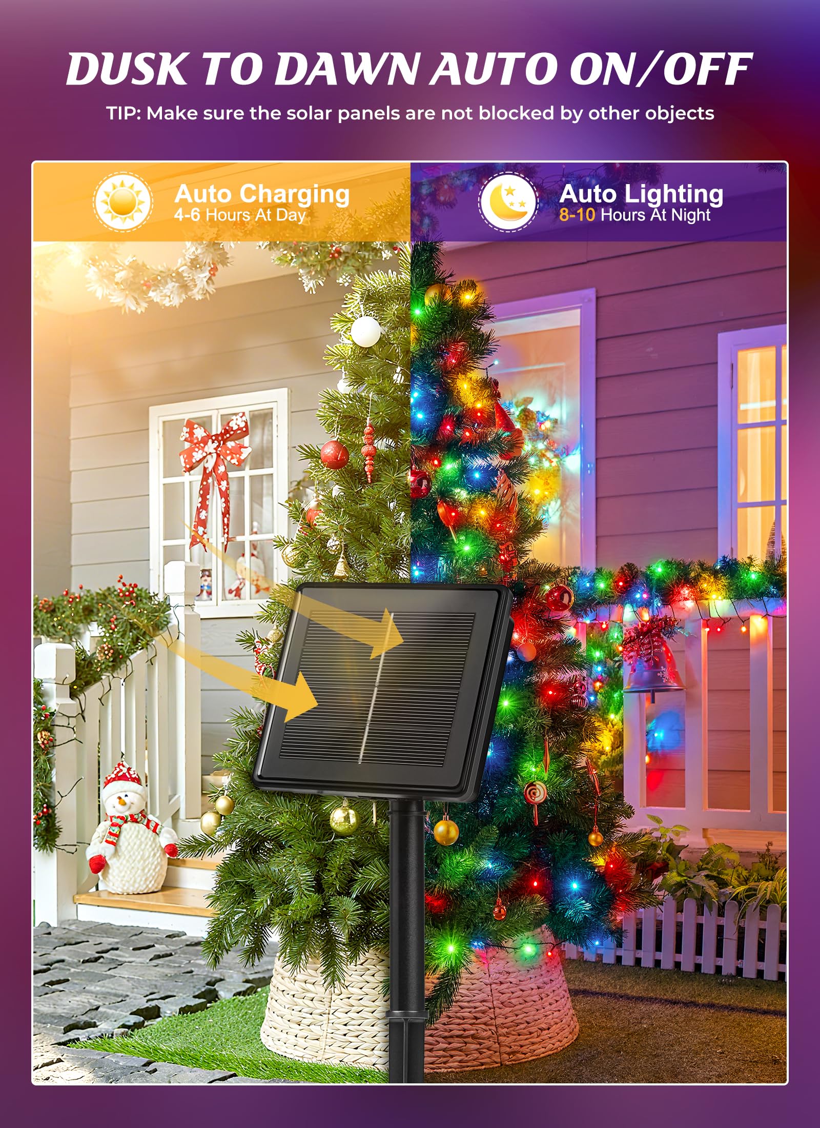 Brightown 4 Pack Solar String Lights Outdoor  Total 288Ft 800 Led Twinkle Fairy Lights Waterproof With 8 Modes Auto On/Off For Patio Tree Garden Party Home Wedding Christmas Decorations (Multicolor)
